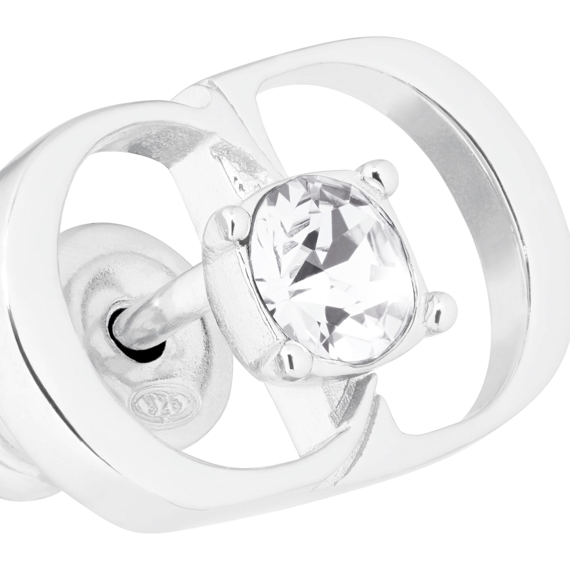 CD Icon Earring Silver and White Crystal E09