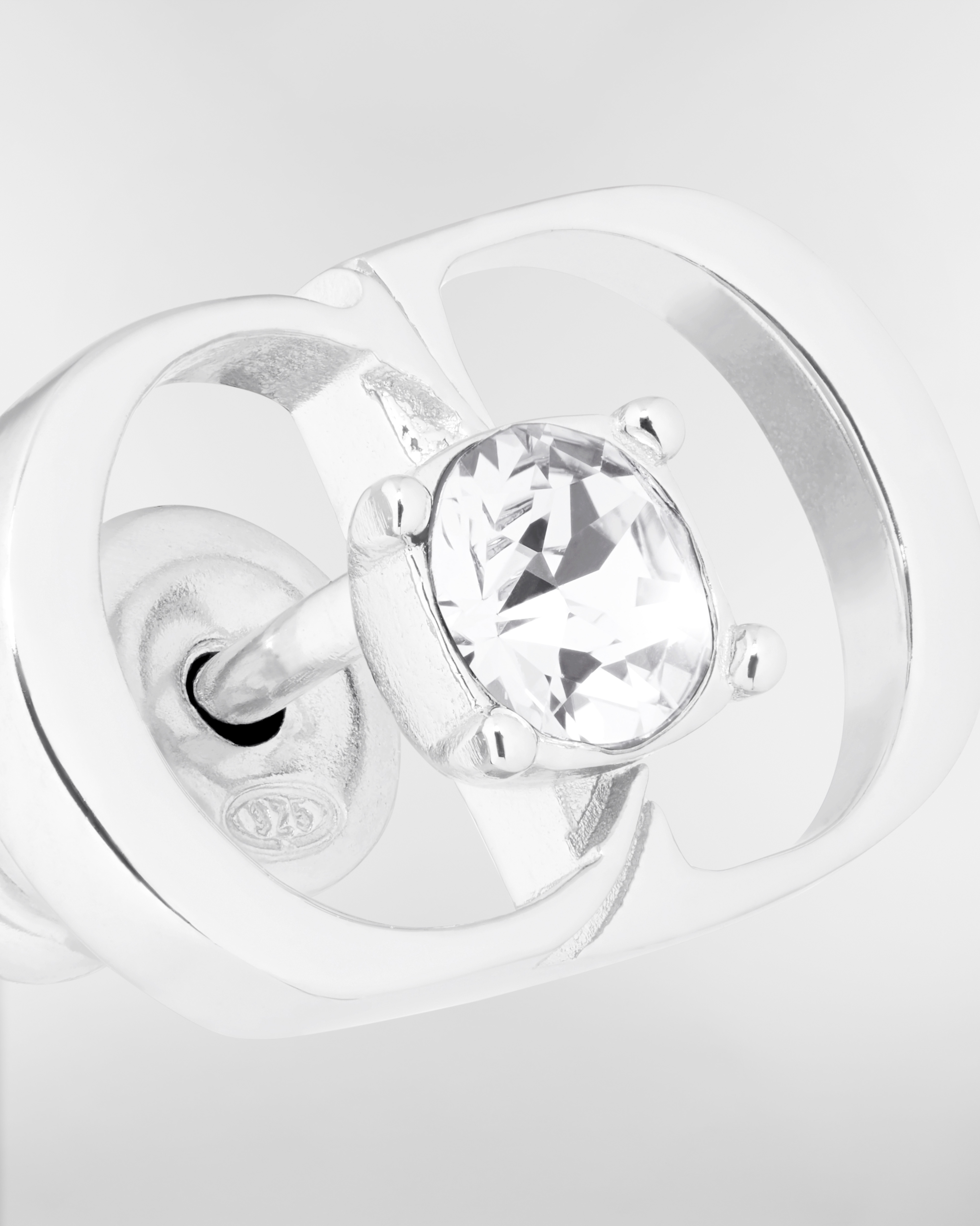 CD Icon ピアス シルバー & クリスタル E09