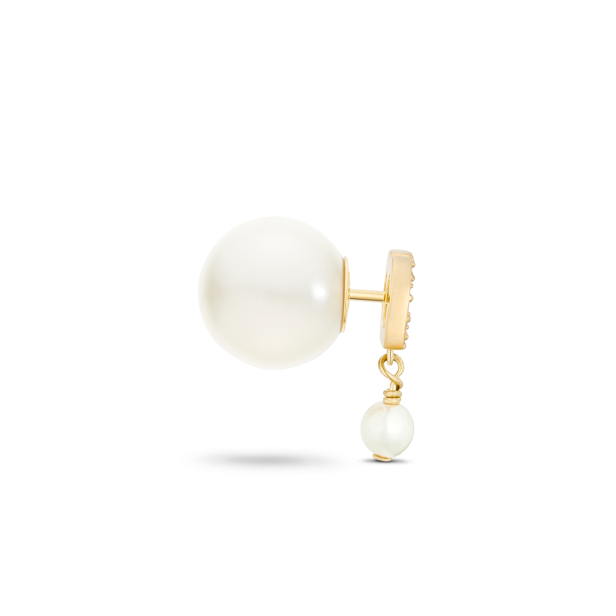 Pendientes Dior Tribales Metal dorado, abalorios de resina blancos y cristales blancos E02