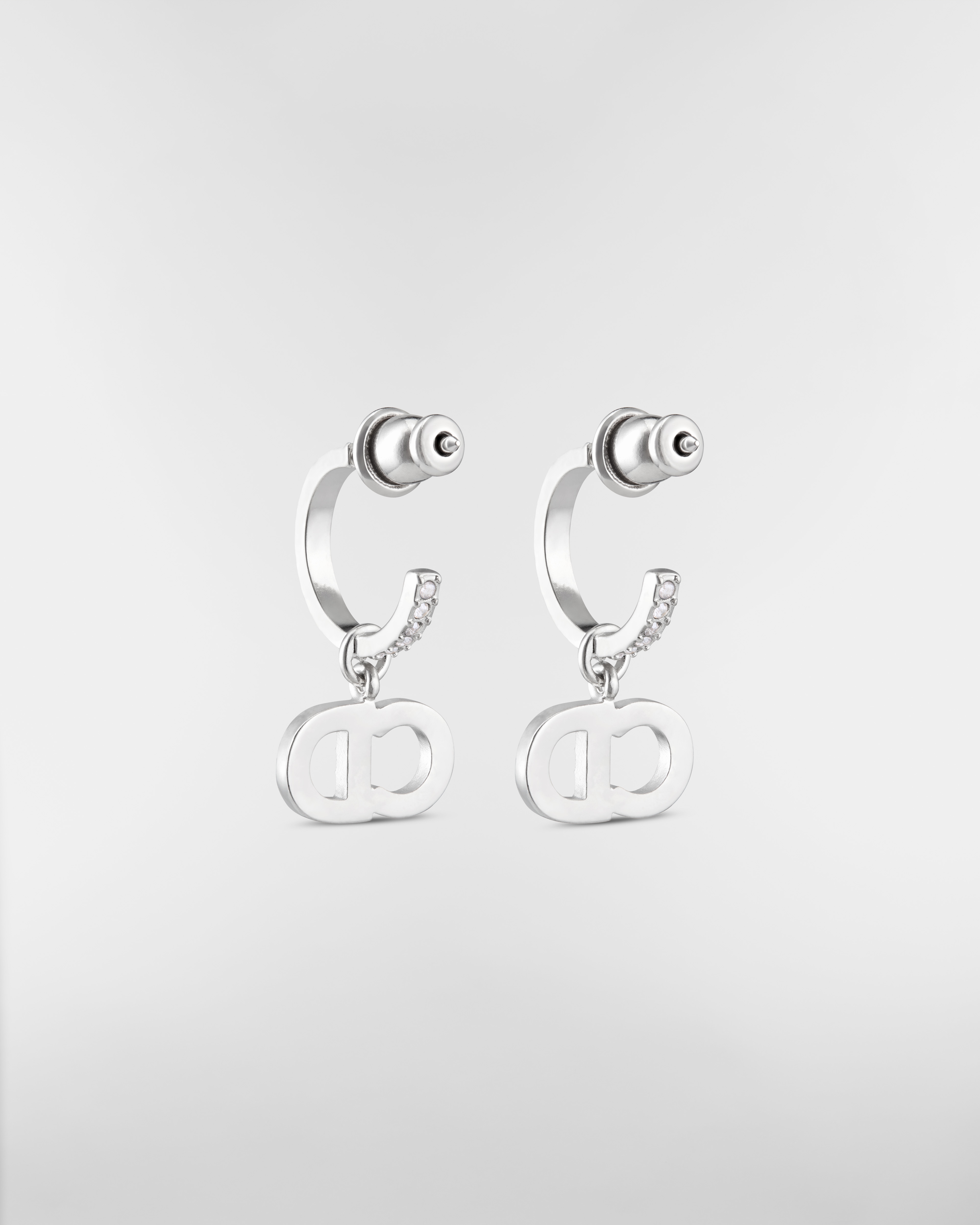 Clair D Lune 귀걸이 실버 피니시 메탈 & 실버 톤 크리스탈 E05