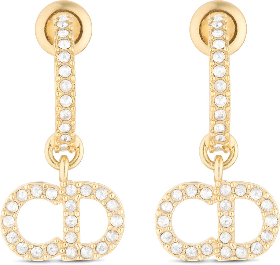 Clair D Lune Earrings Gold Finish Metal and White Crystals DIOR