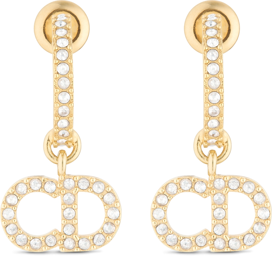 Clair D Lune Earrings Gold Finish Metal and White Crystals DIOR