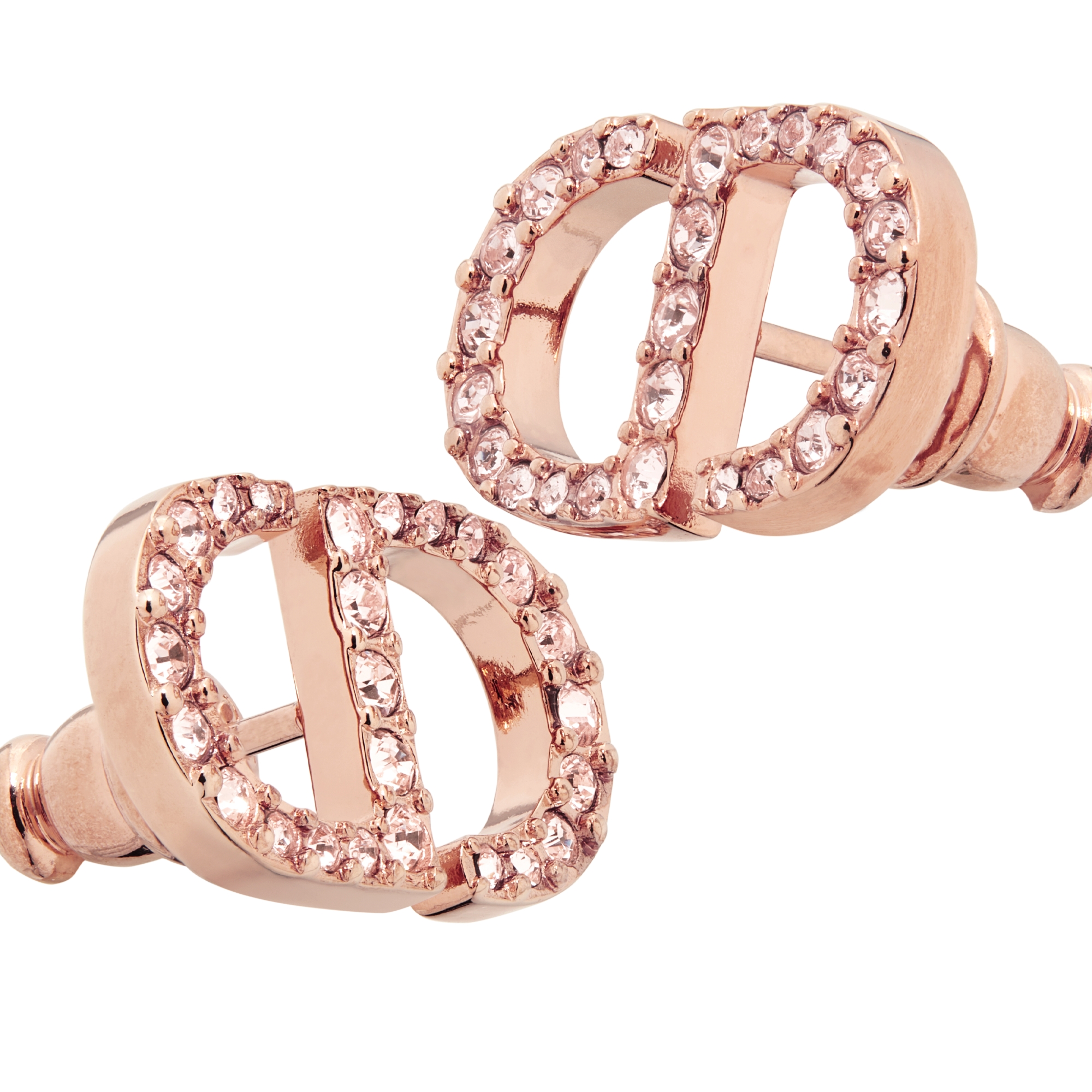 Petit CD Ohrstecker Metall mit Roségold-Finish und Kristalle in Rosa E09