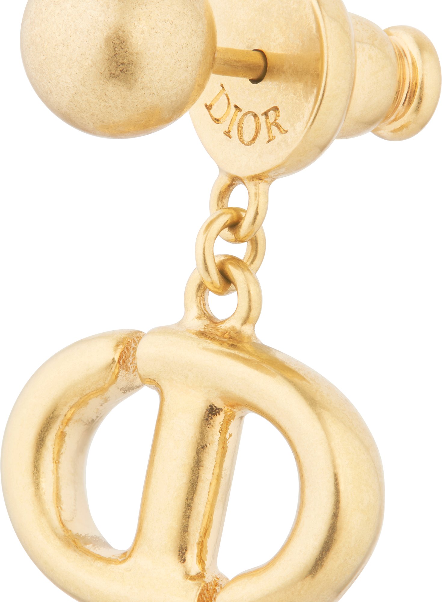 DIOR CD Navy Earrings Gold Finish Metal Women
