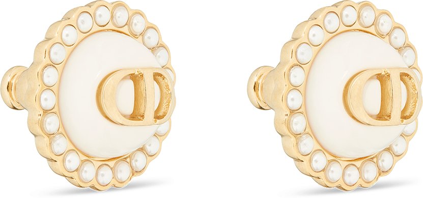 Petit CD Baroque Stud Earrings Three quarter closed view