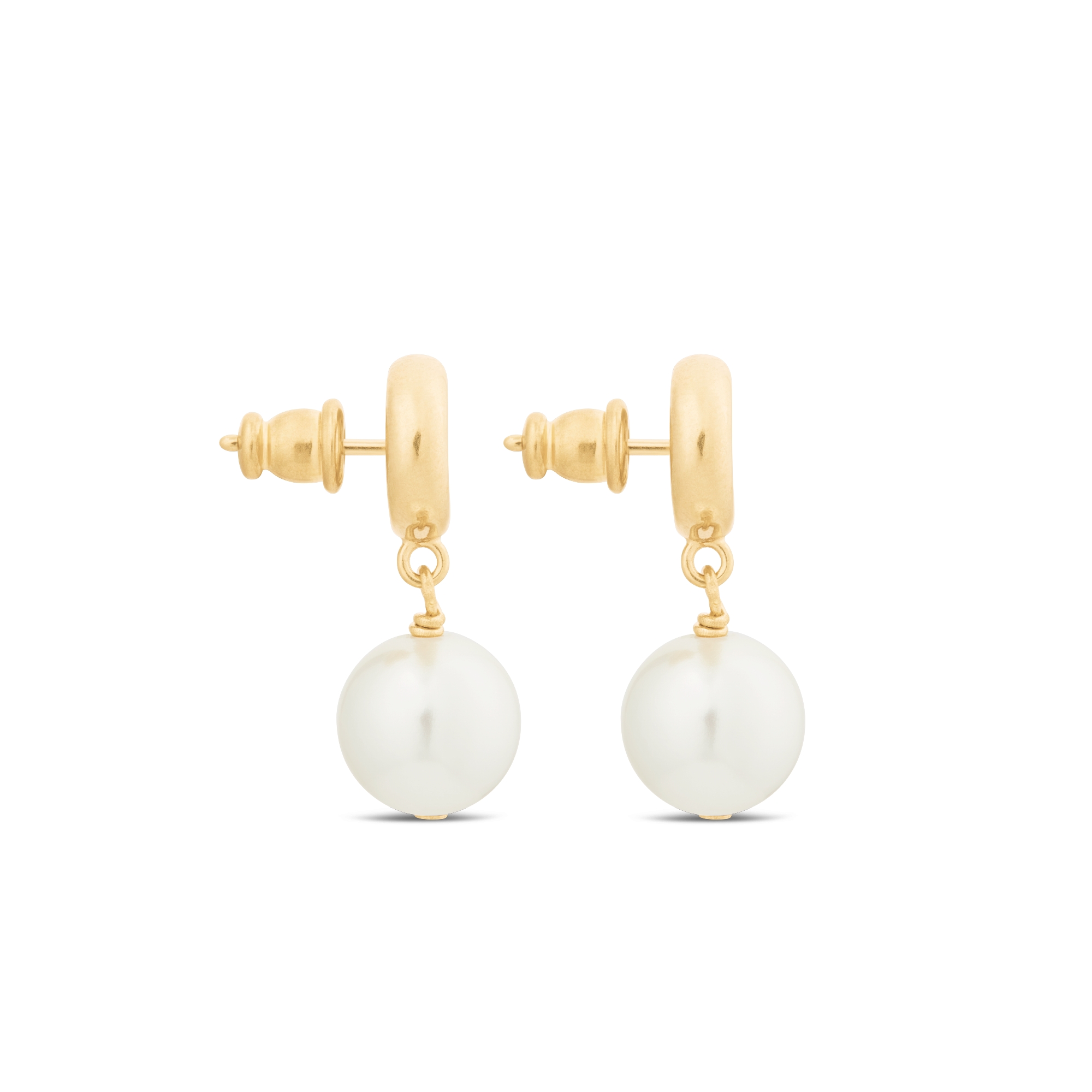 CD Navy Ohrringe Metall mit Gold-Finish und Kunstharzperlen in Weiß E02