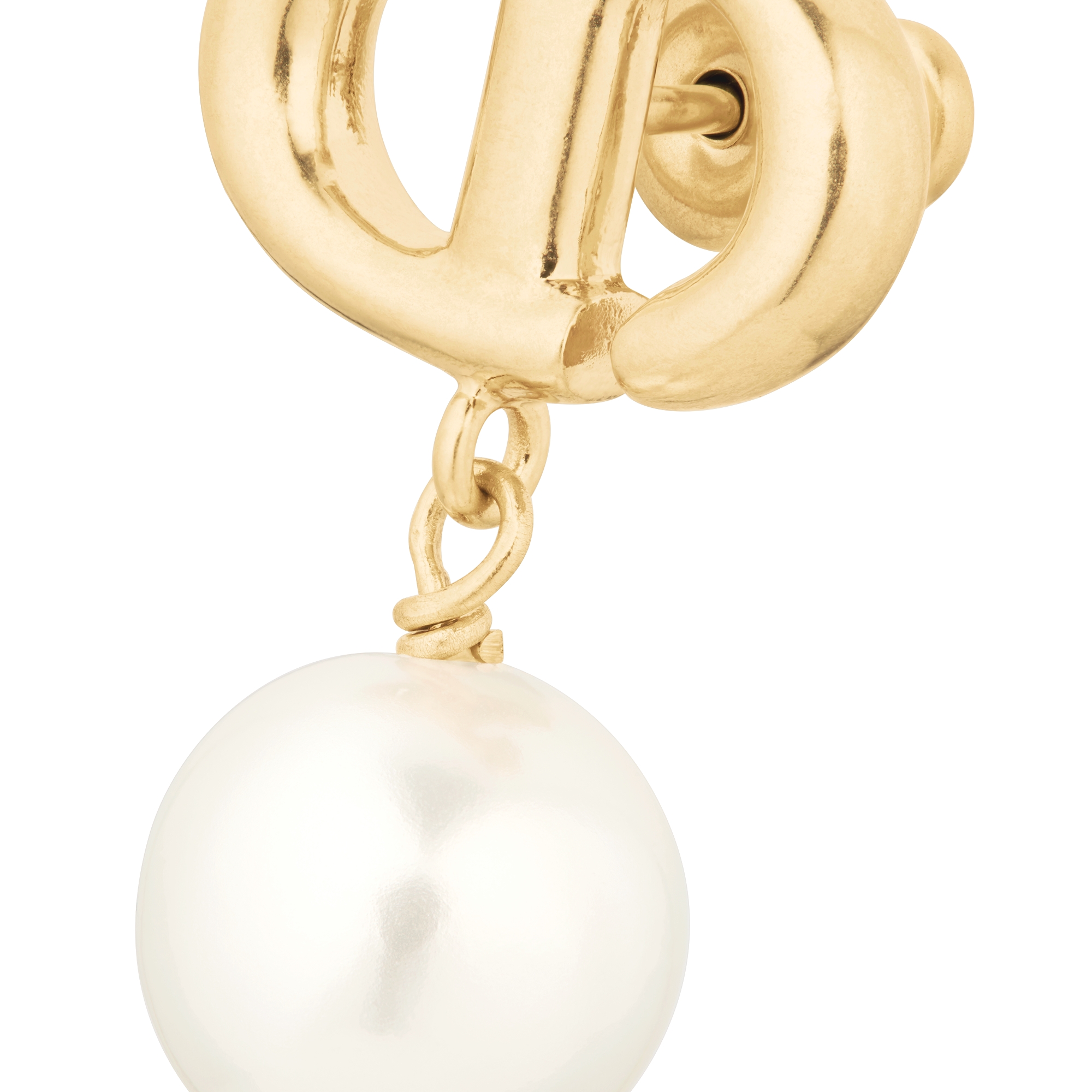 CD Navy Ohrringe Metall mit Gold-Finish und Kunstharzperlen in Weiß E09