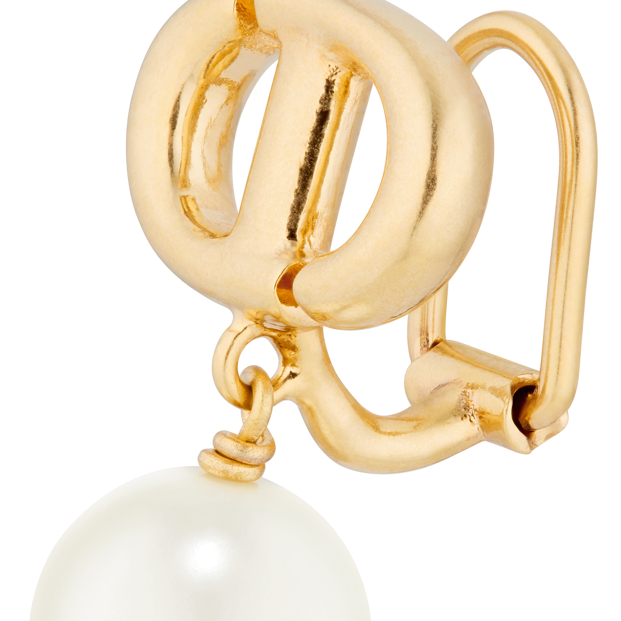 CD Navy 夾式耳環 金色飾面金屬和白色樹脂珍珠 E09