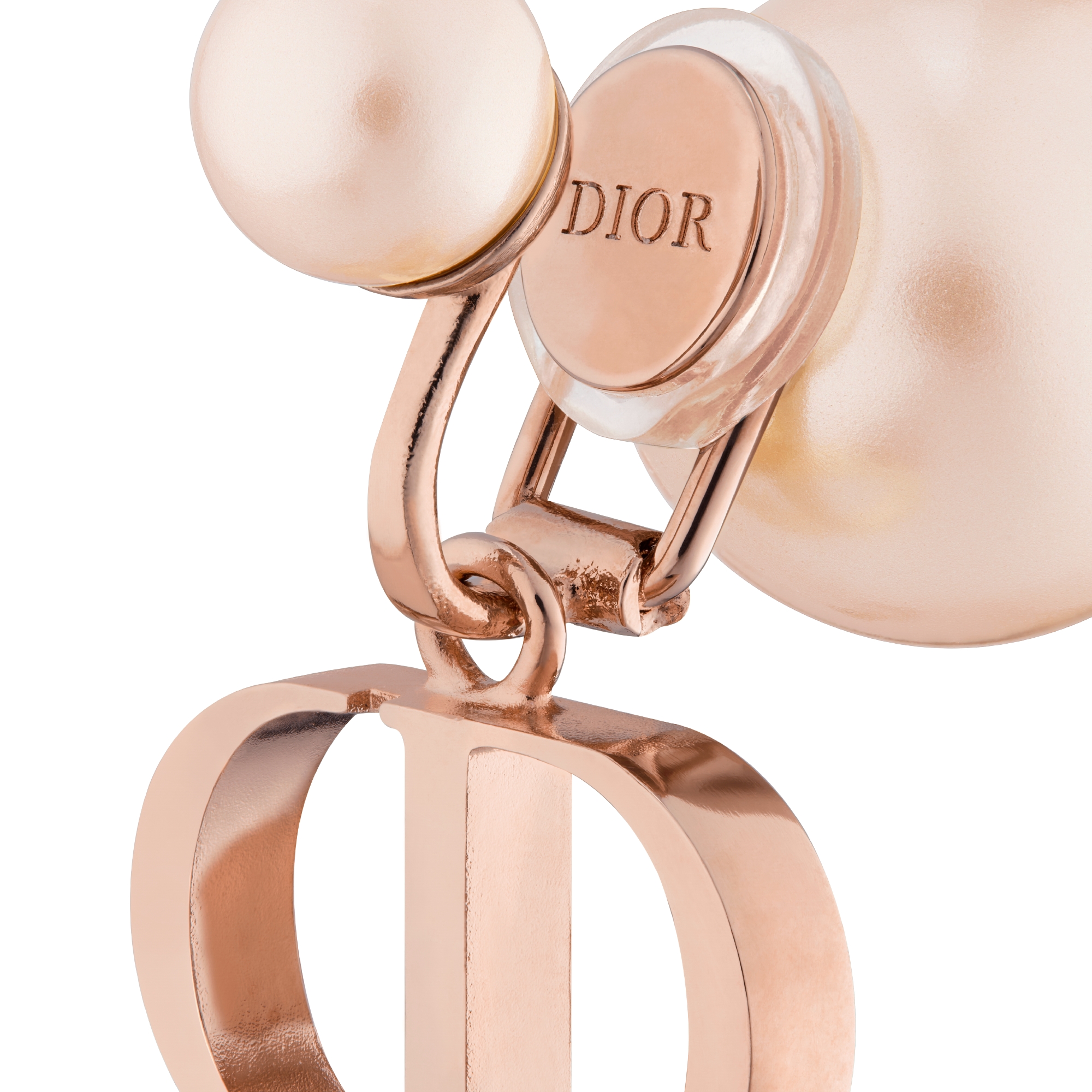 Dior Tribales 夾式耳環 粉紅色飾面金屬和粉紅色樹脂珍珠 E09