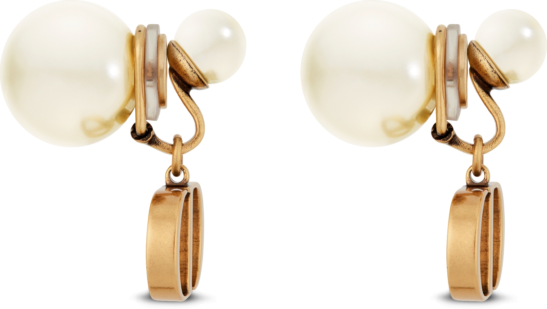 Dior Tribales Clip Earrings Antique Gold-Finish Metal and White Resin  Pearls | DIOR