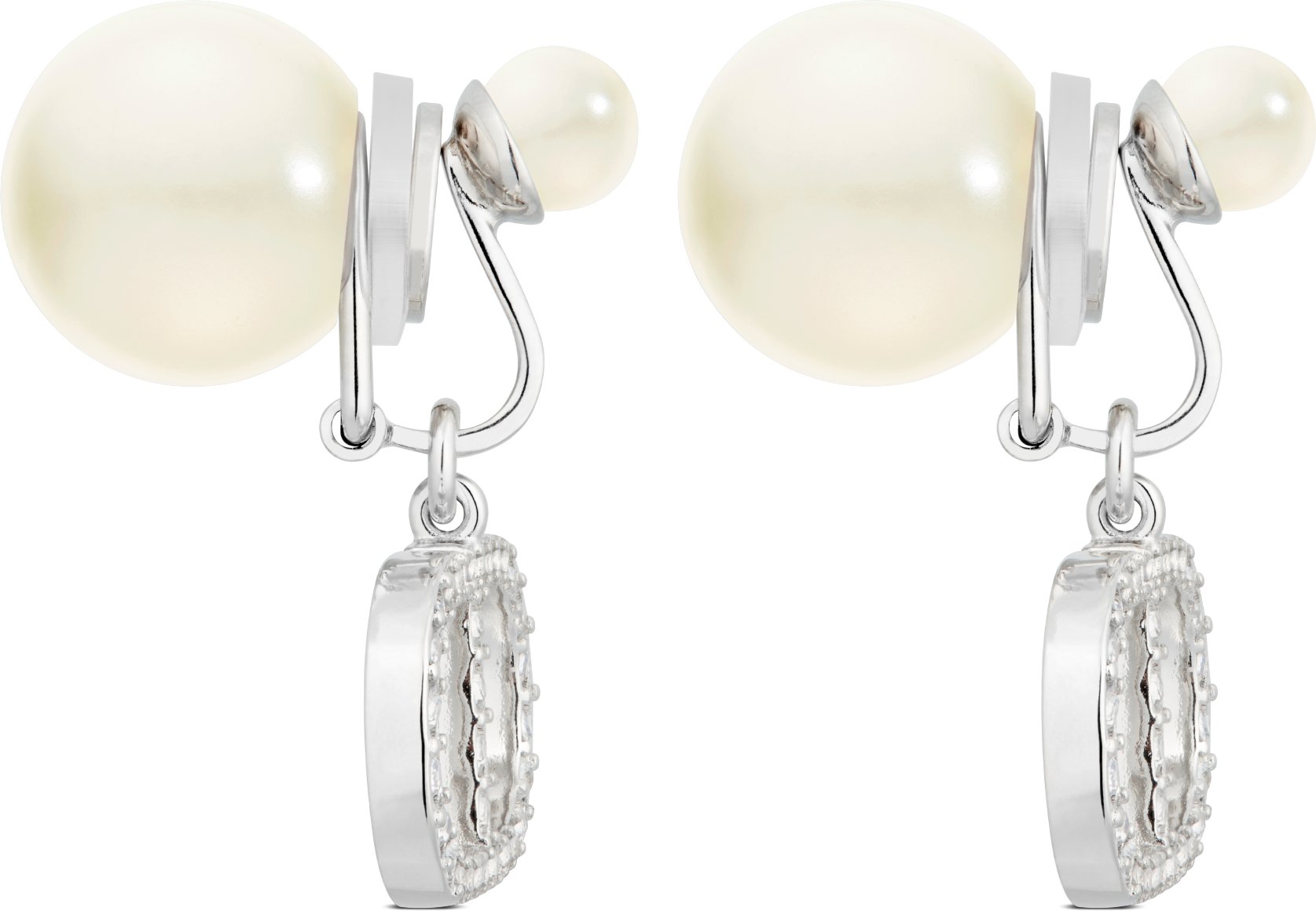 Orecchini A Clip 3 Catenine In Cristallo, Colore Argento, Non Forati, Con Scatola Regalo