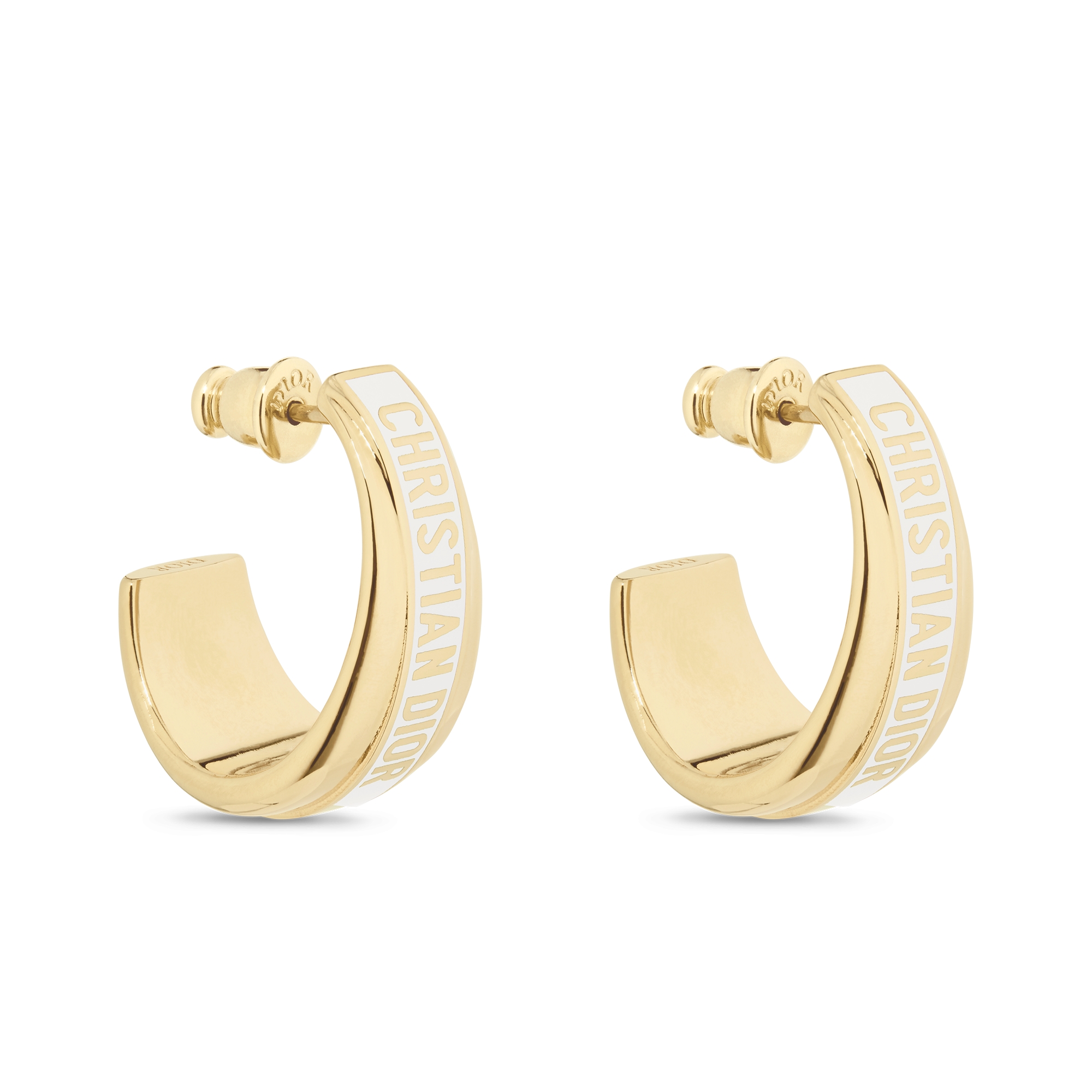 Dior Code Ohrringe Metall mit Gold-Finish und Lack in Weiß E03