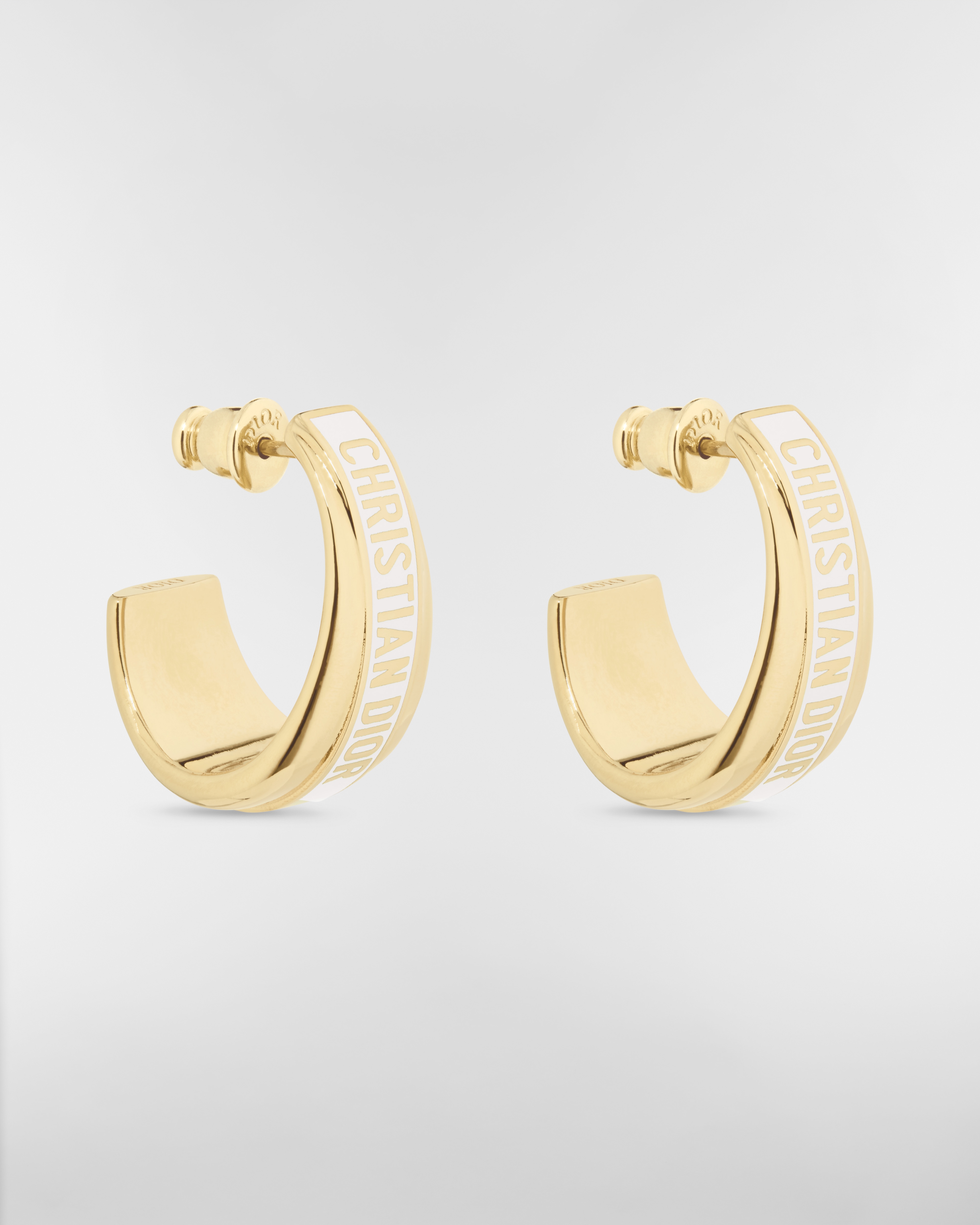 Orecchini Dior Code Metallo con finitura color oro e lacca bianca E03