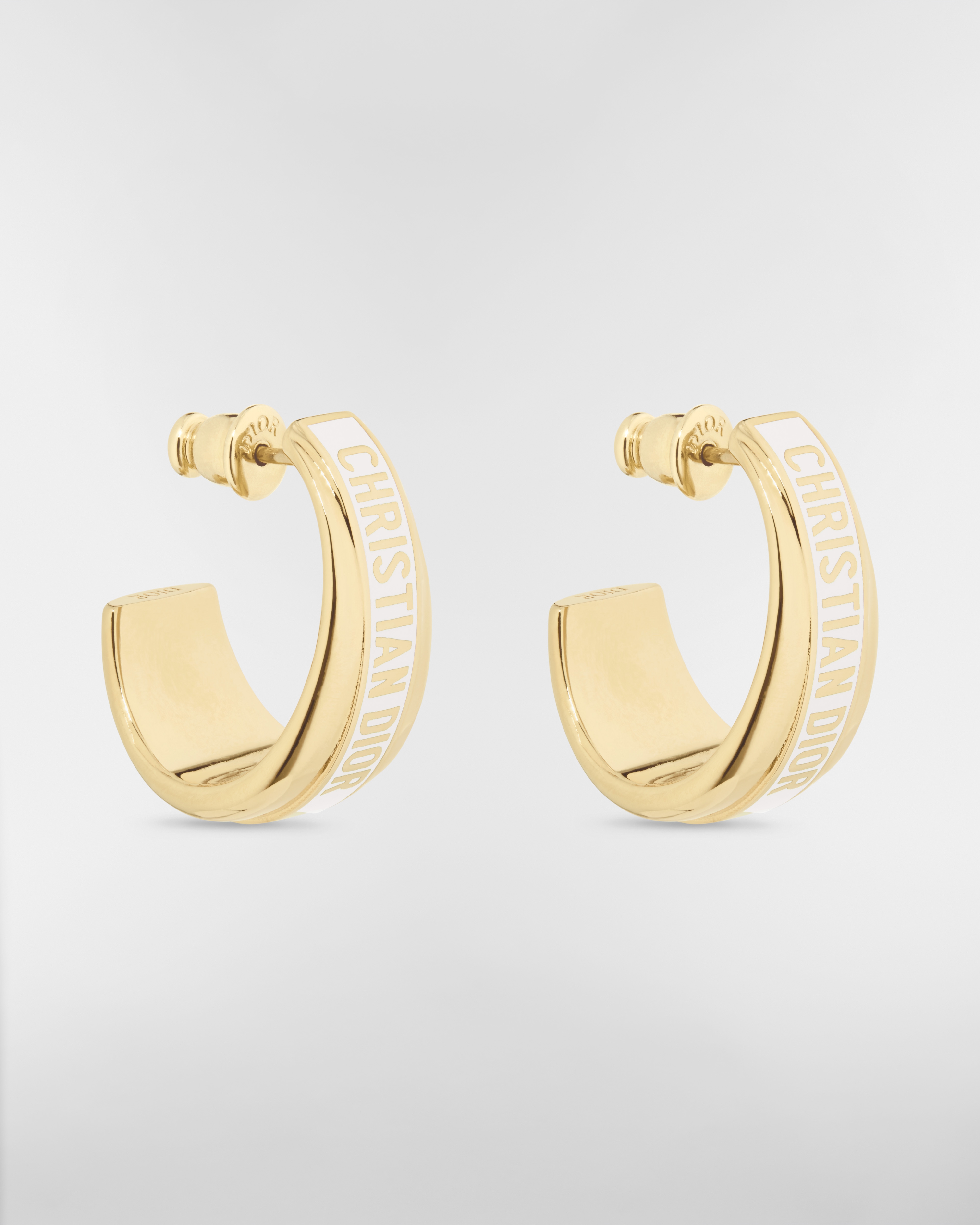 Dior Code 귀걸이 골드 피니시 메탈 & 화이트 래커 E03