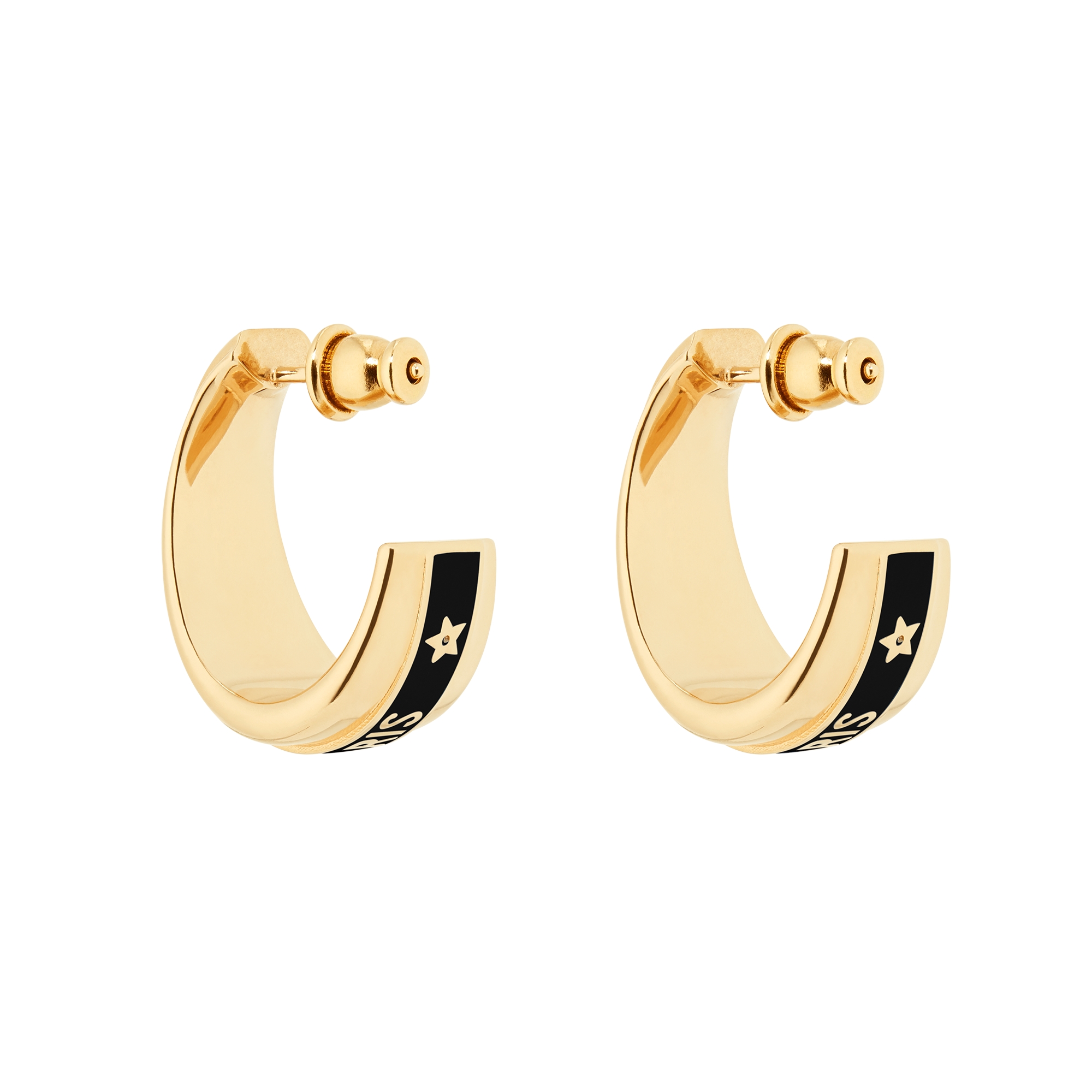 Dior Code Earrings Gold-Finish Metal and Black Lacquer E05