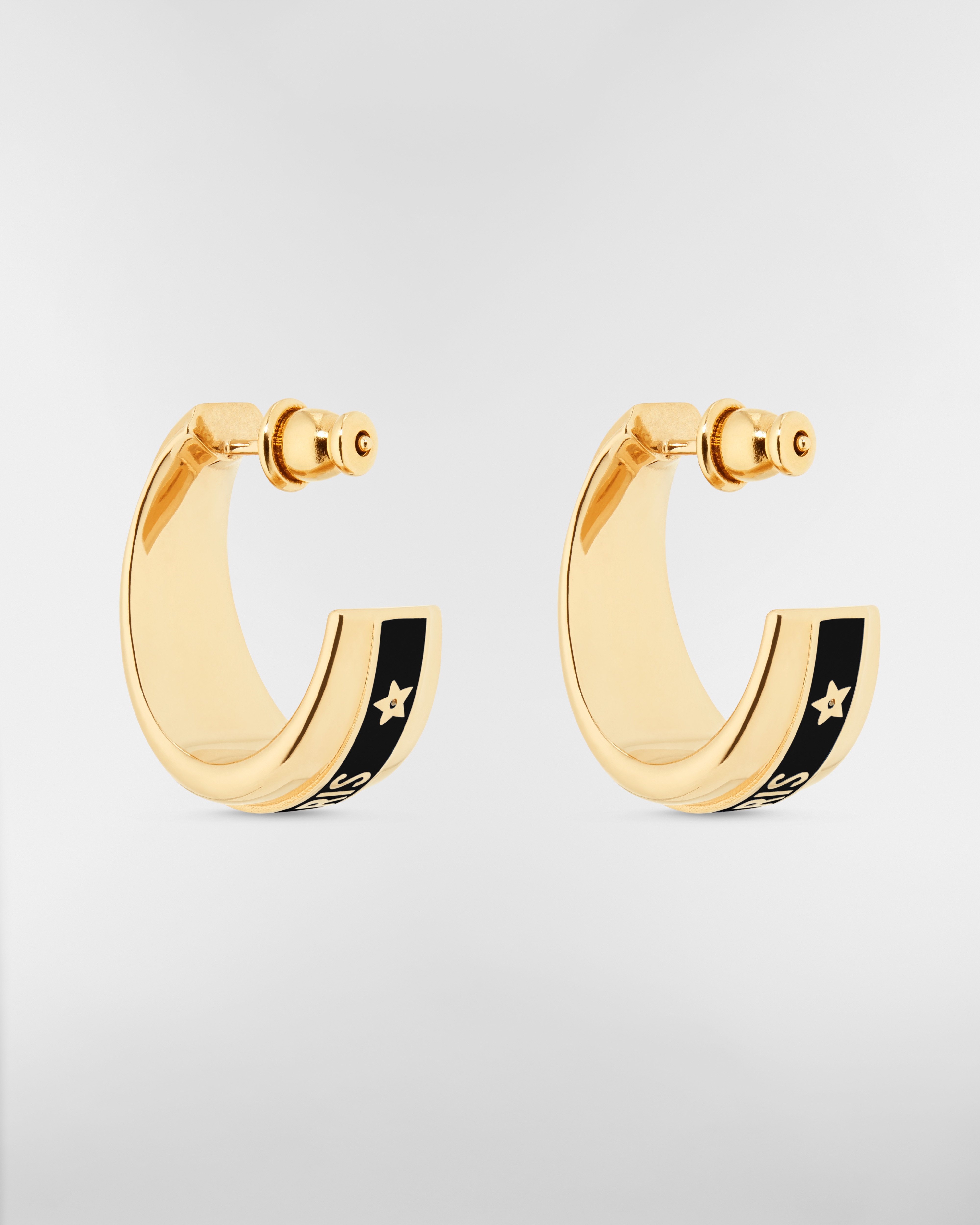 Dior Code Earrings Gold-Finish Metal and Black Lacquer E05