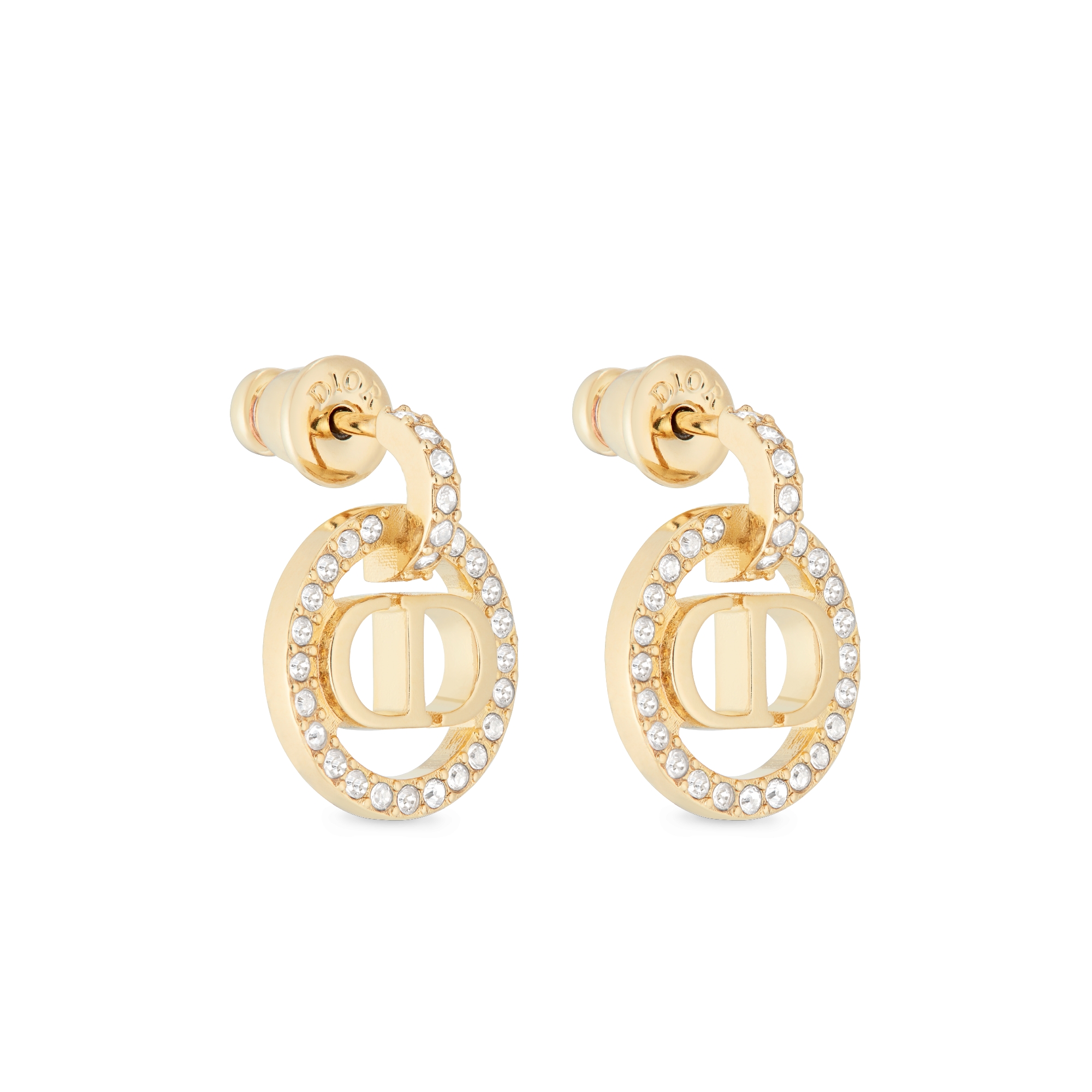 ต่างหู Petit CD โลหะเคลือบทองและคริสตัลโทนสีเงิน E03