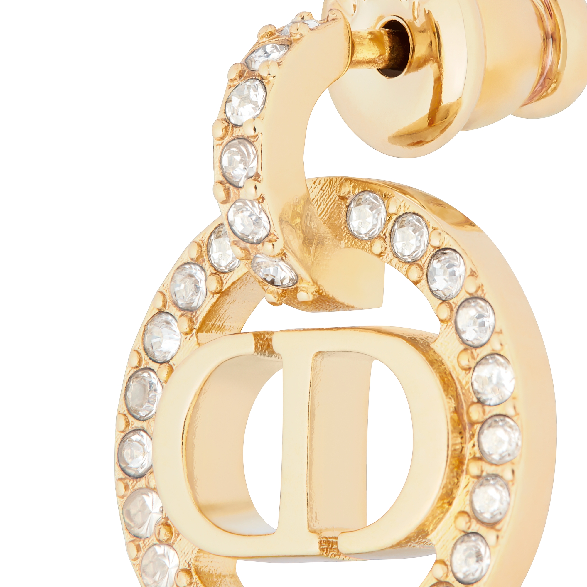 Petit CD Earrings Gold-Finish Metal and Silver-Tone Crystals E09