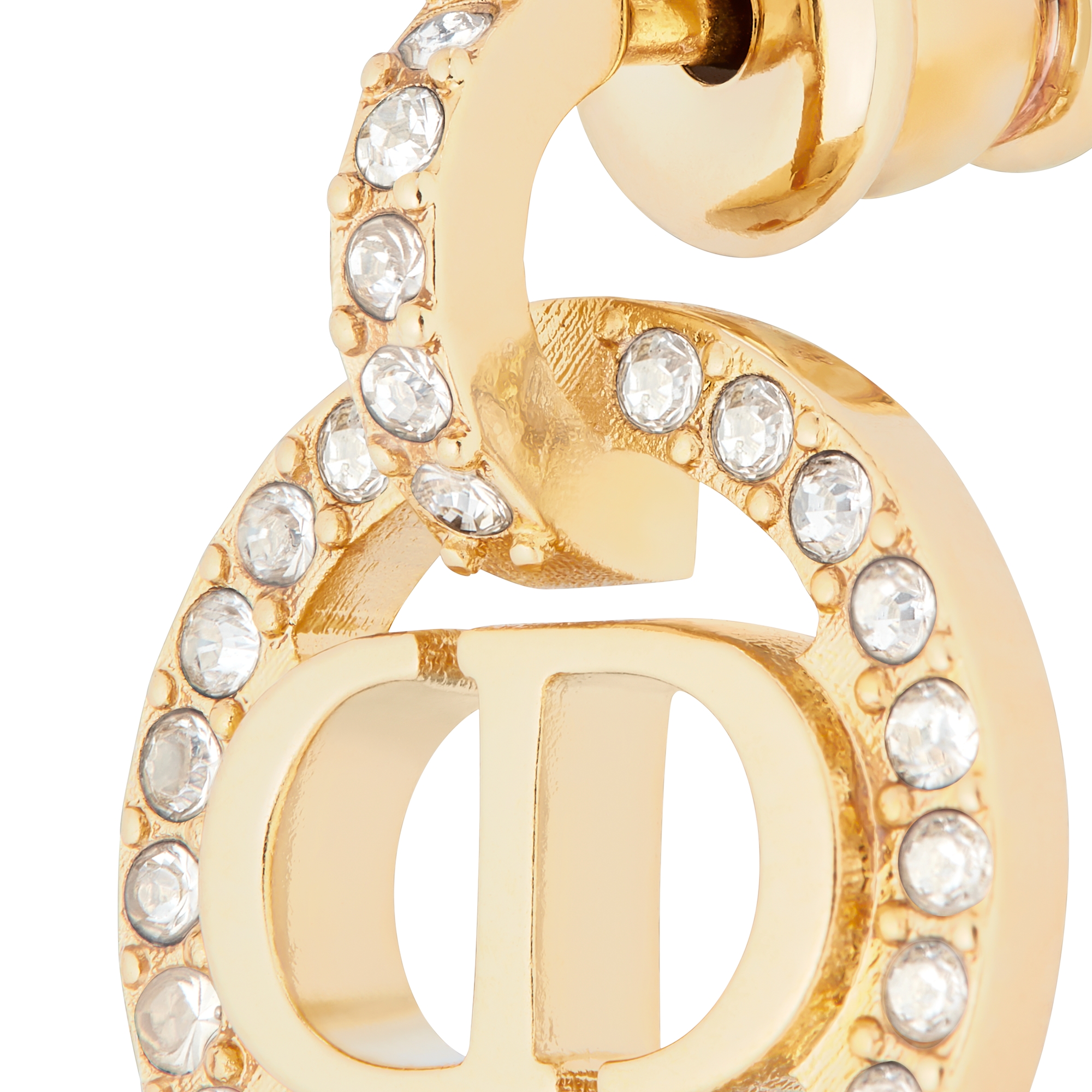 Petit CD Earrings Gold-Finish Metal and Silver-Tone Crystals E09