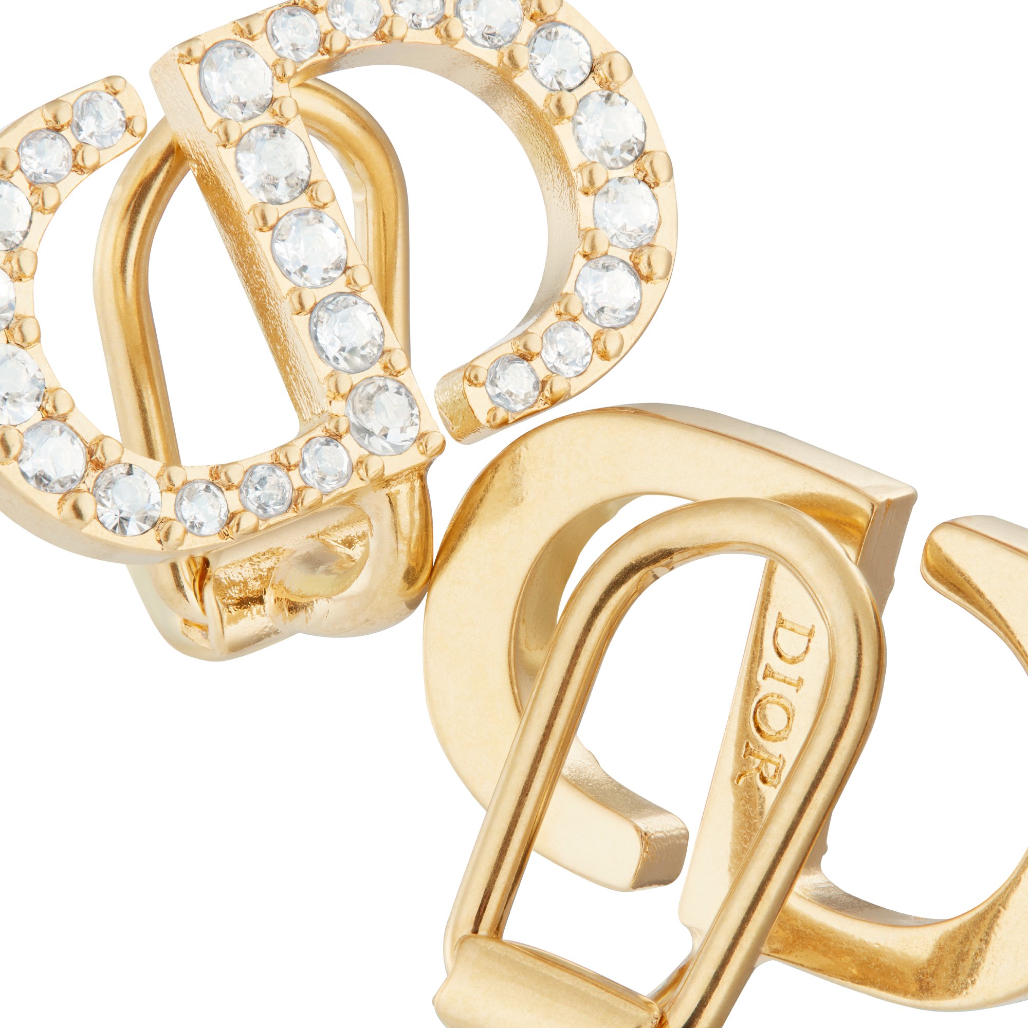 Petit CD Clip-On Stud Earrings Gold-Finish Metal and Silver-Tone Crystals |  DIOR