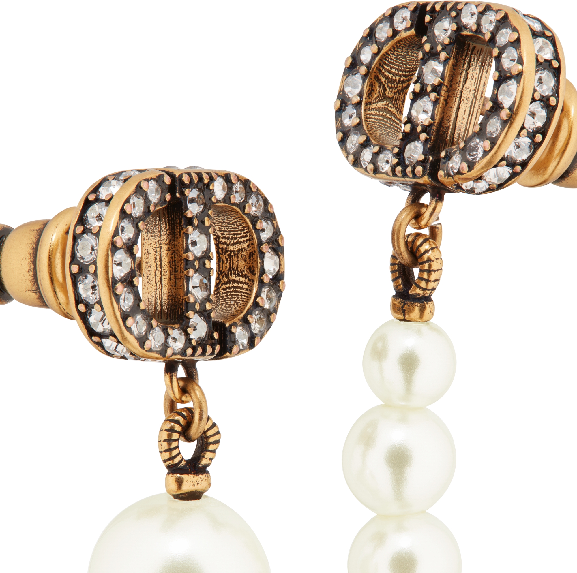 30 Montaigne Earrings Antique Gold-Finish Metal with White Resin  