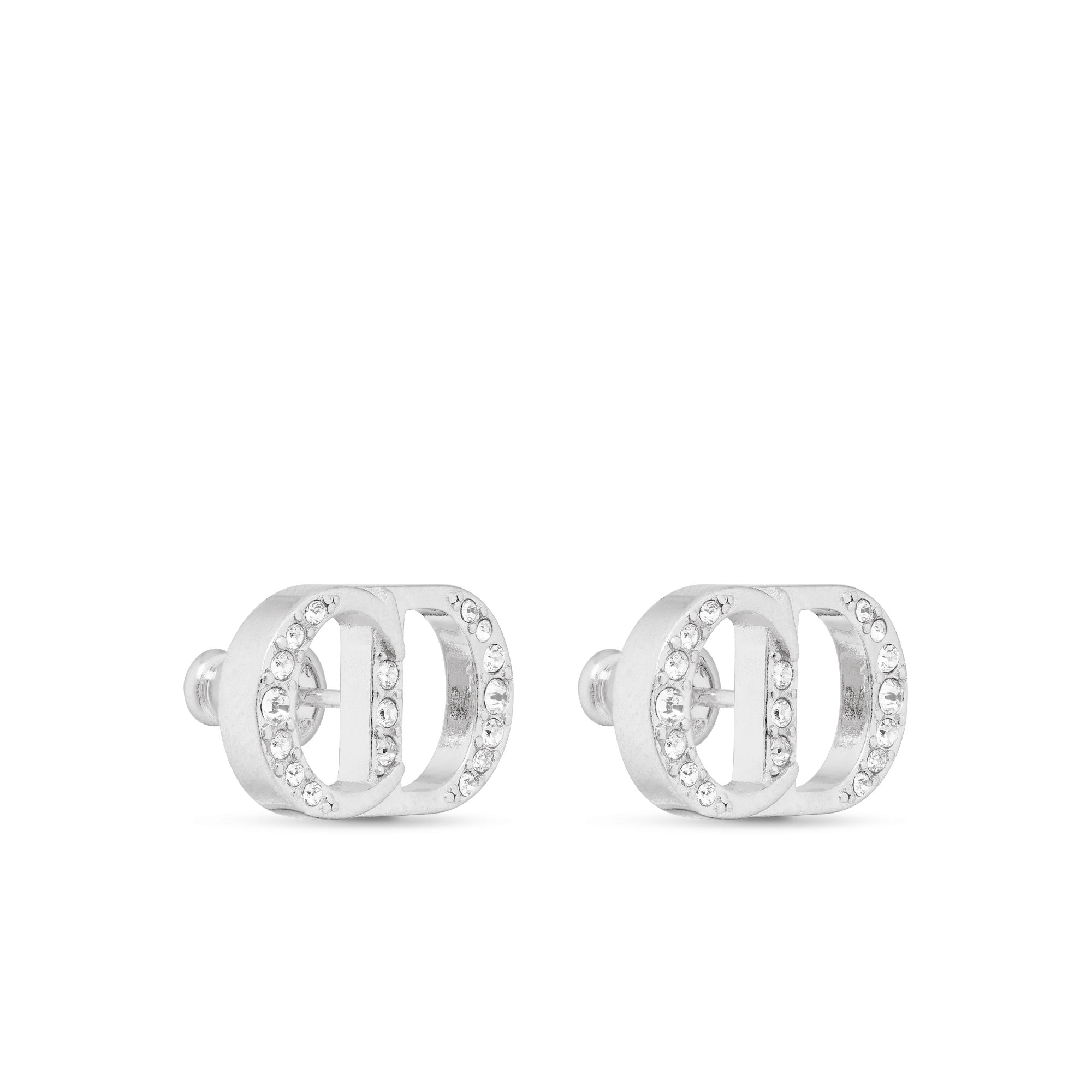 Brincos CD Icon Prata e cristais brancos E03