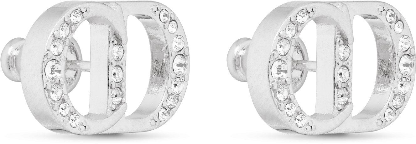 CD Icon Earrings Silver and White Crystals | DIOR