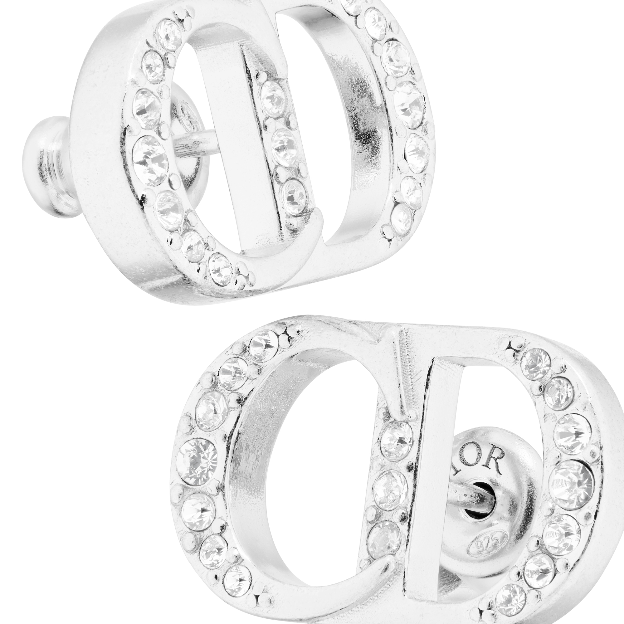 Brincos CD Icon Prata e cristais brancos E09