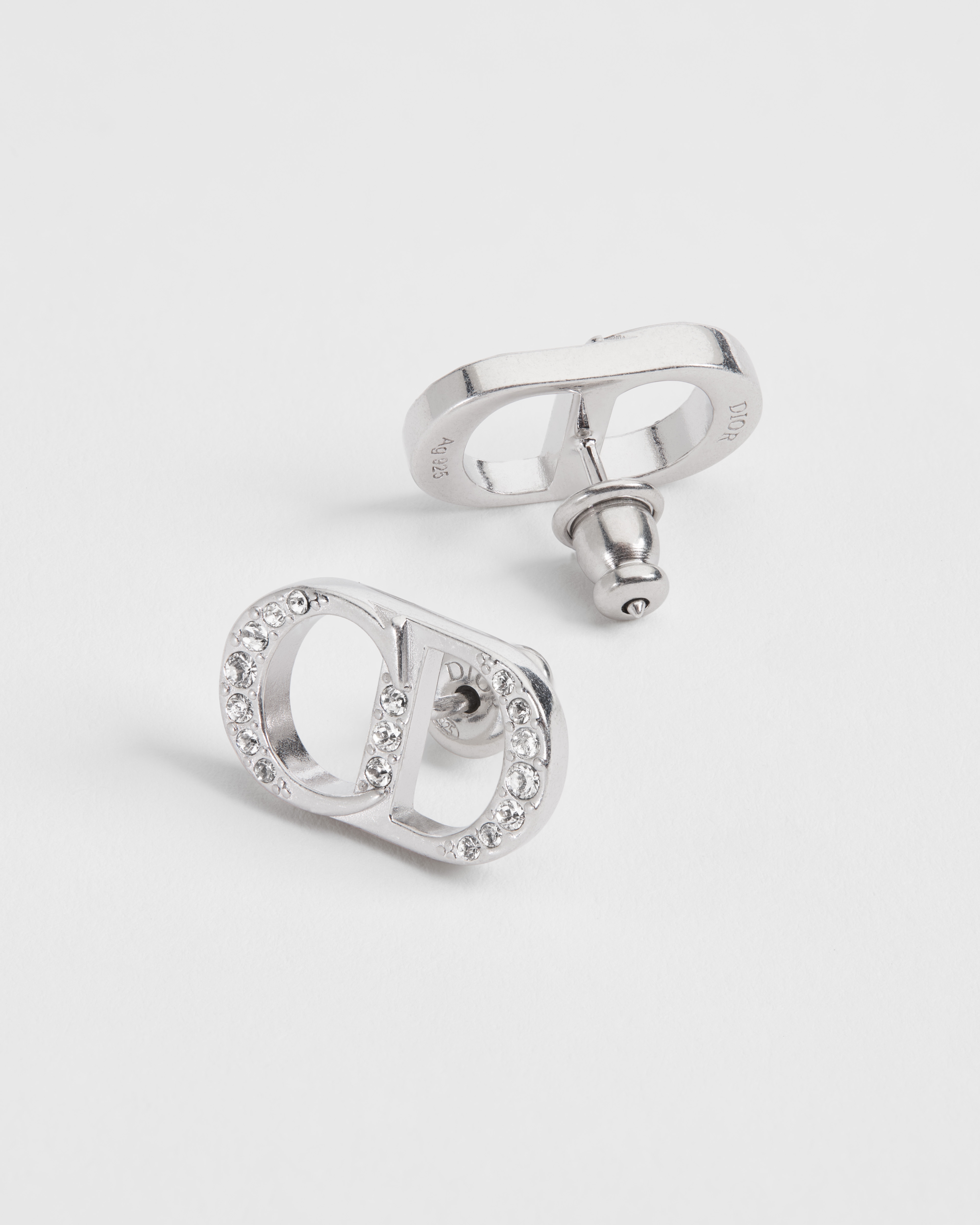 CD Icon-oorbellen Zilver en witte kristallen E06