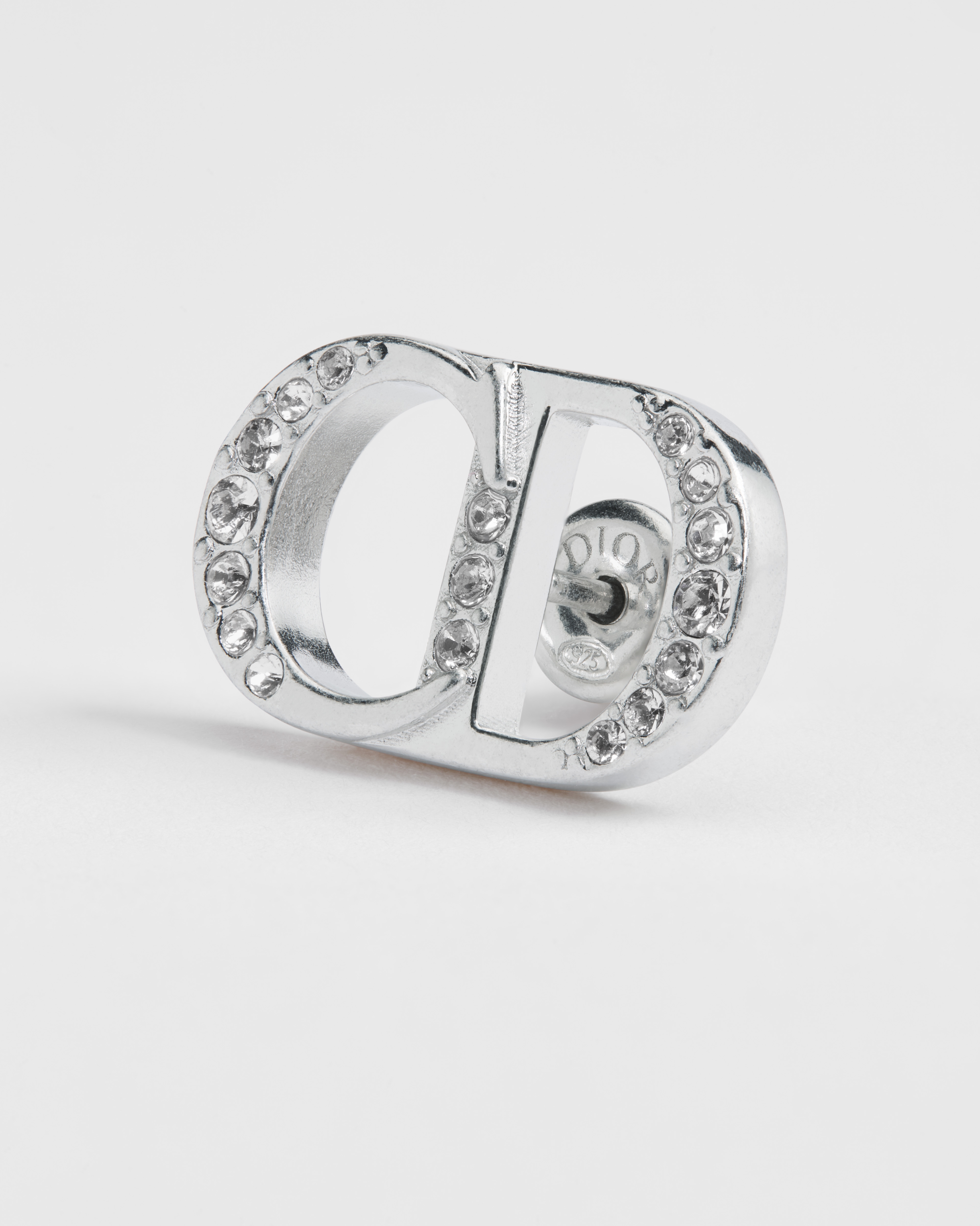 CD Icon-oorbellen Zilver en witte kristallen E09