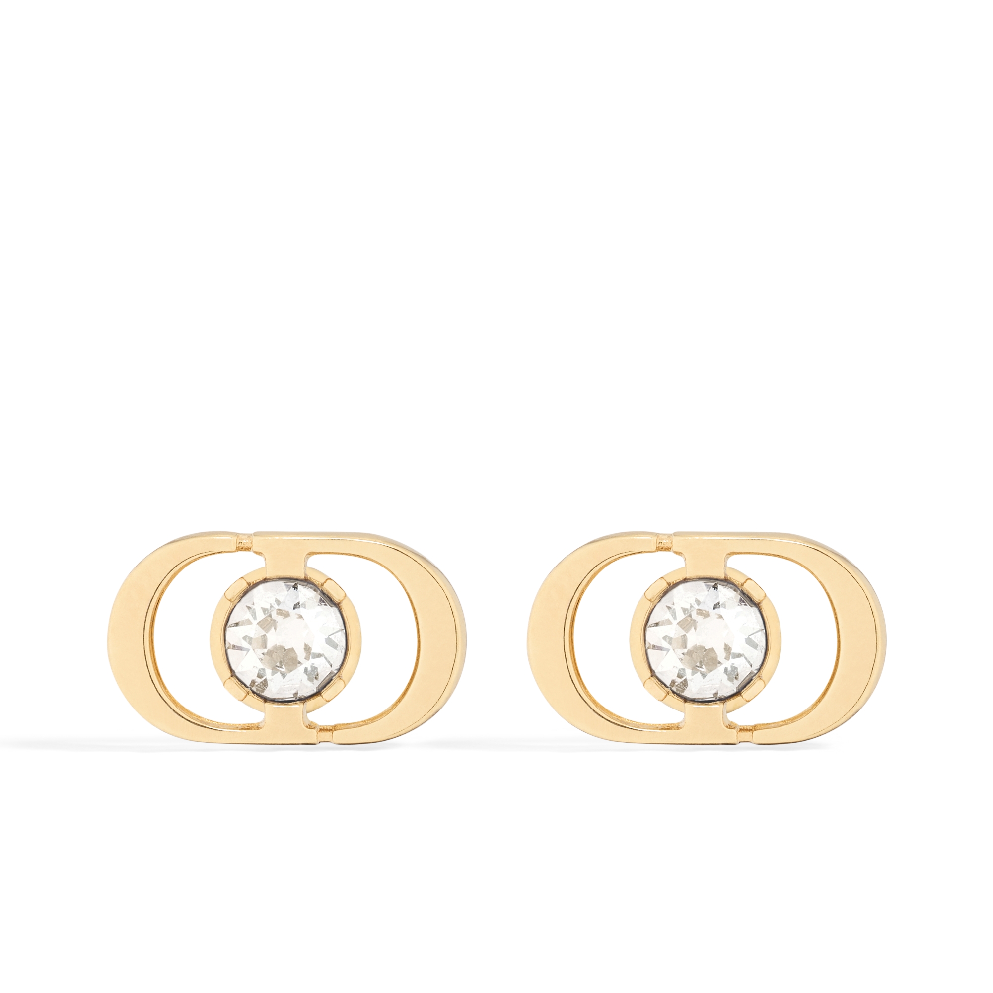 Petit CD Jolie Mini Stud Earrings Gold-Finish Metal and Silver-Tone Crystals E01