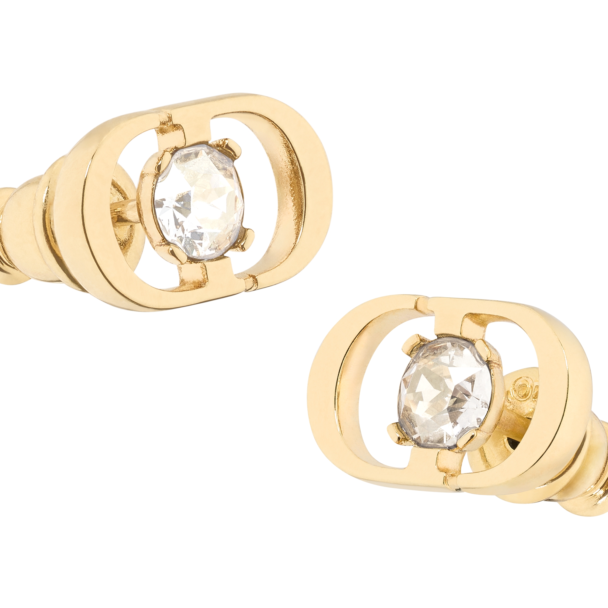 Petit CD Jolie Mini Stud Earrings Gold-Finish Metal and Silver-Tone Crystals E09