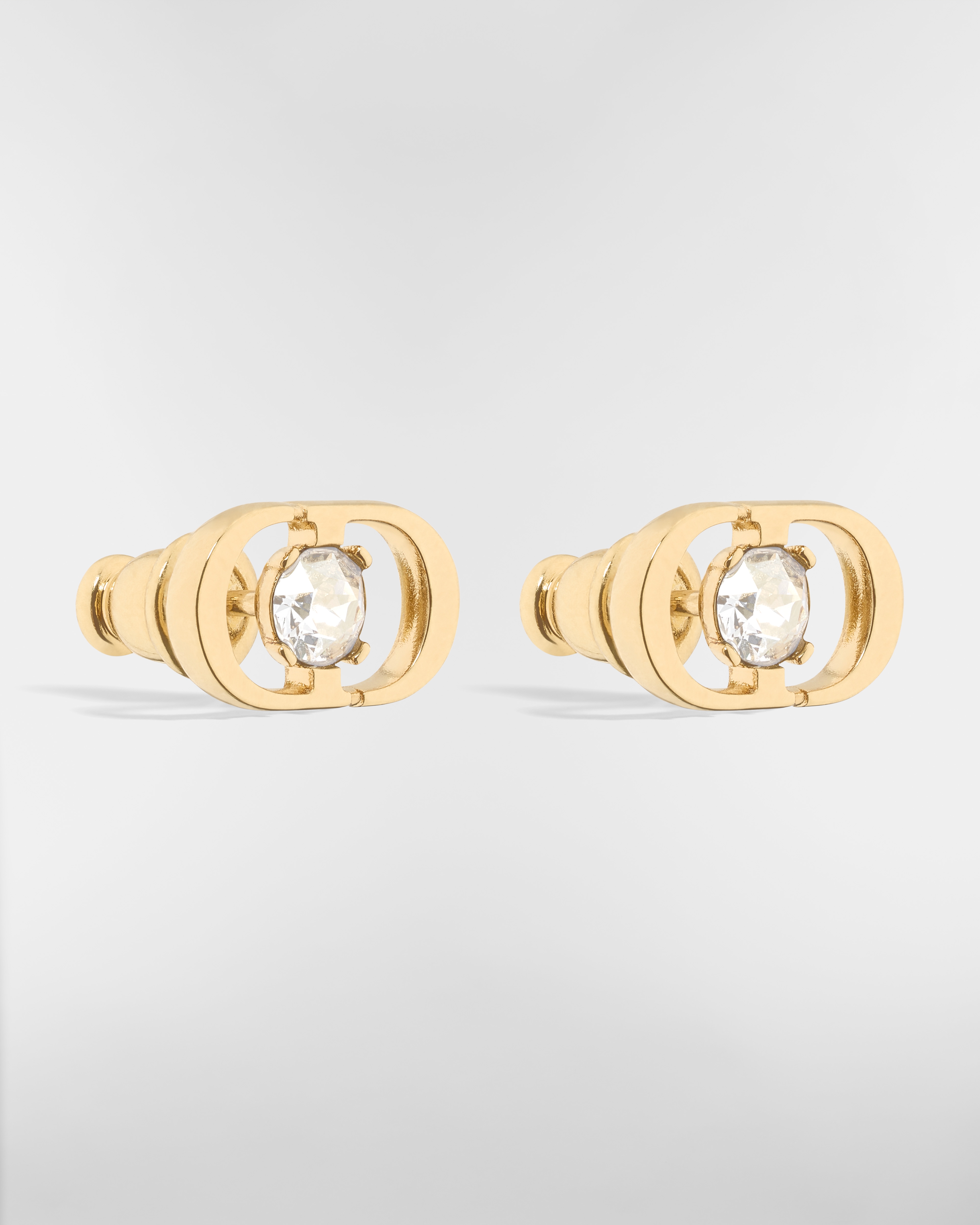 Kleine Petit CD Jolie-oorknopjes Metaal met goudkleurige afwerking en zilverkleurige kristallen E03