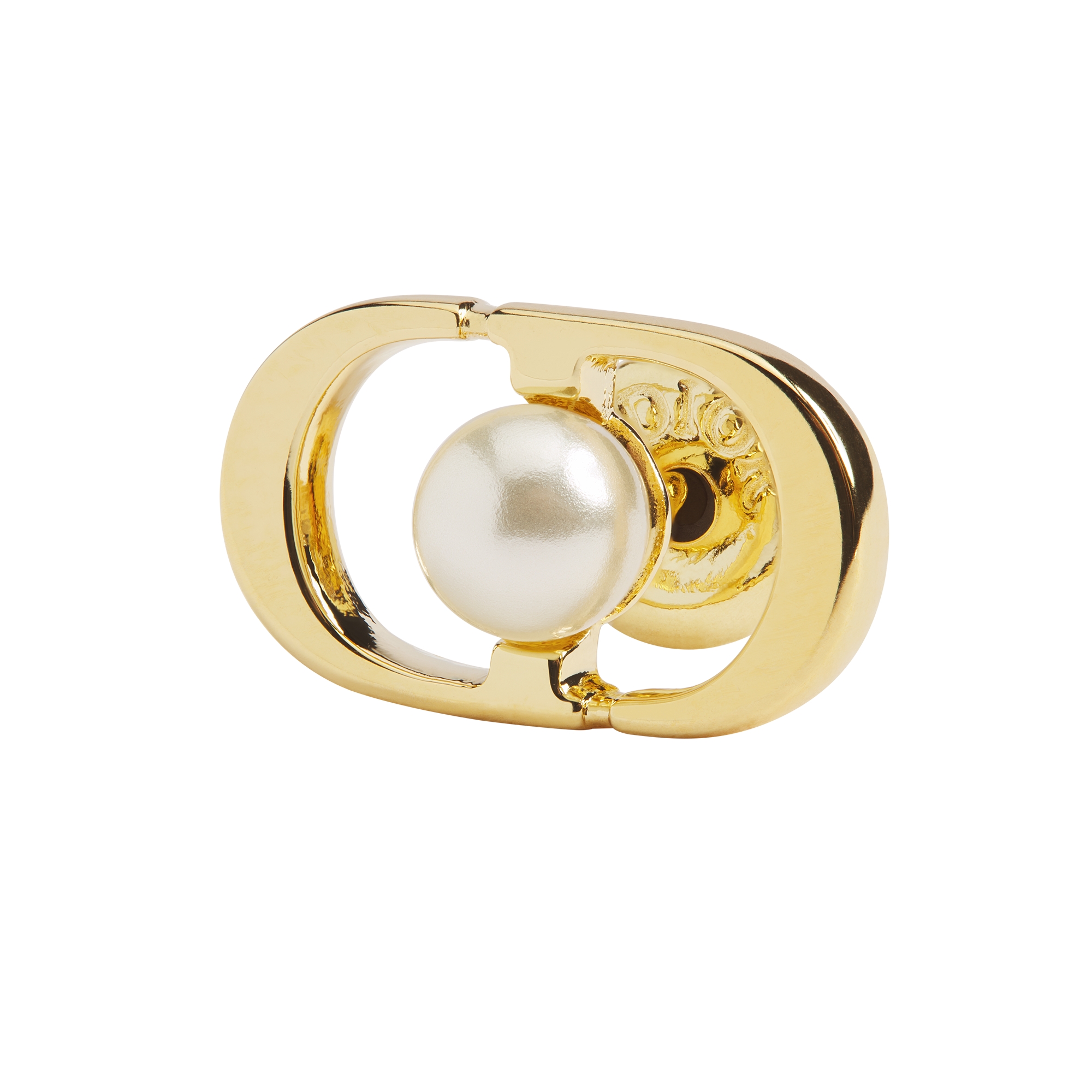 Petit CD Jolie Mini Stud Earrings Gold-Finish Metal and White Resin Pearls E09