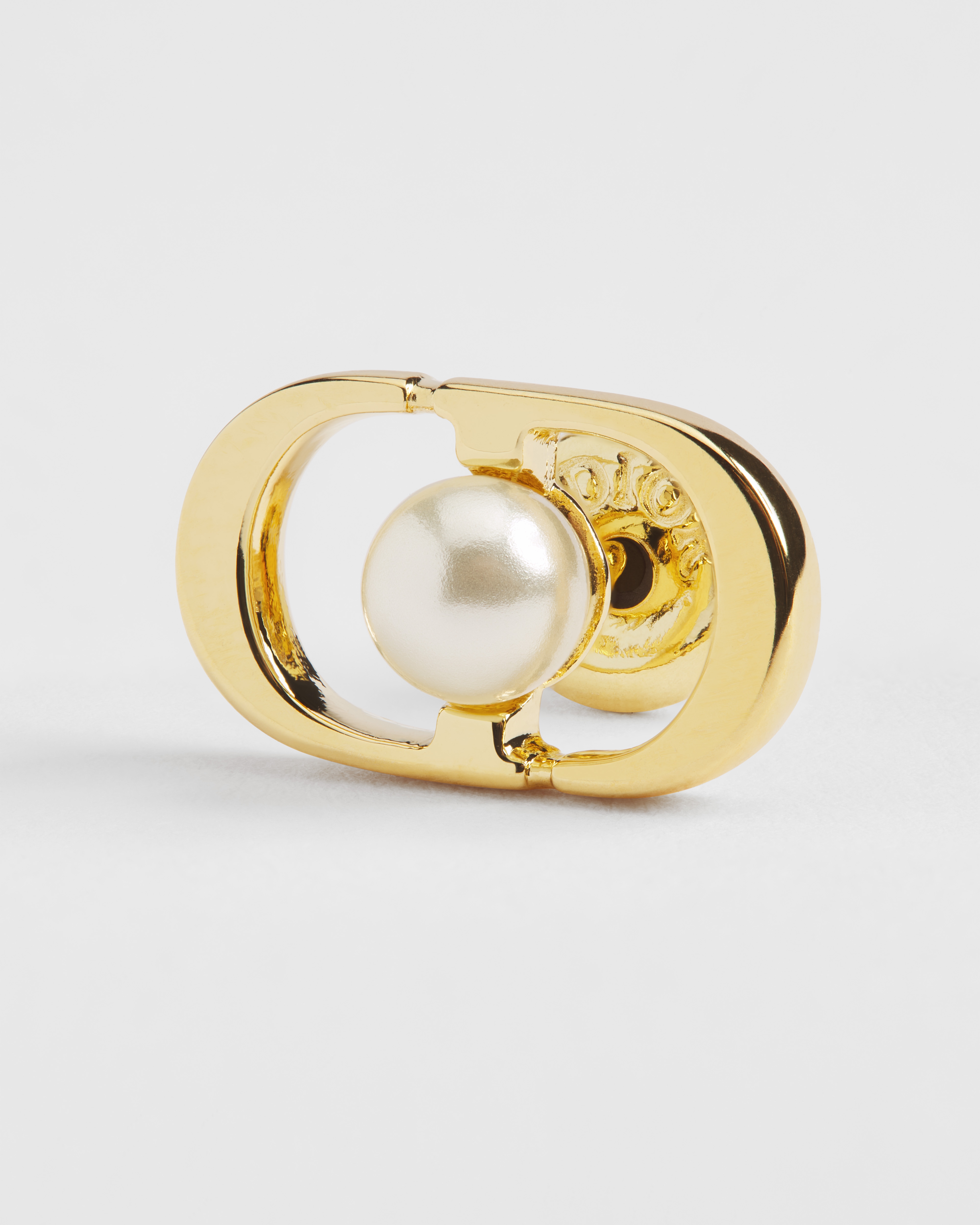 Petit CD Jolie Mini Stud Earrings Gold-Finish Metal and White Resin Pearls E09