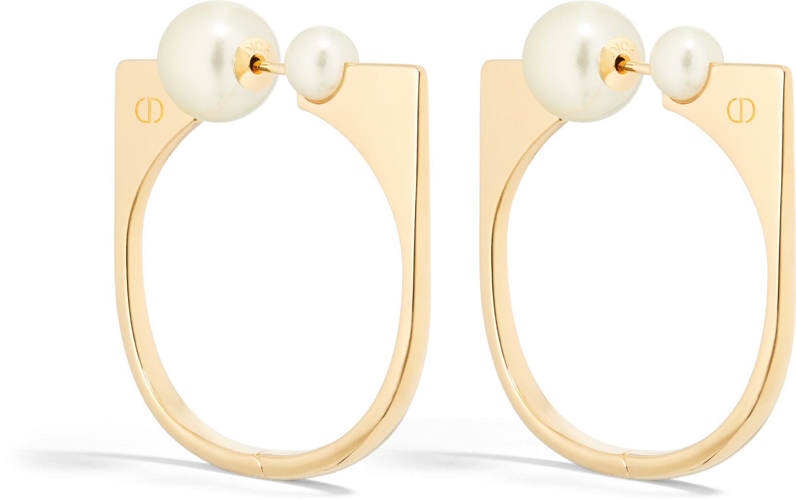 Large Dior Tribales New Look Earrings Gold Finish Metal and White Resin Pearls DIOR