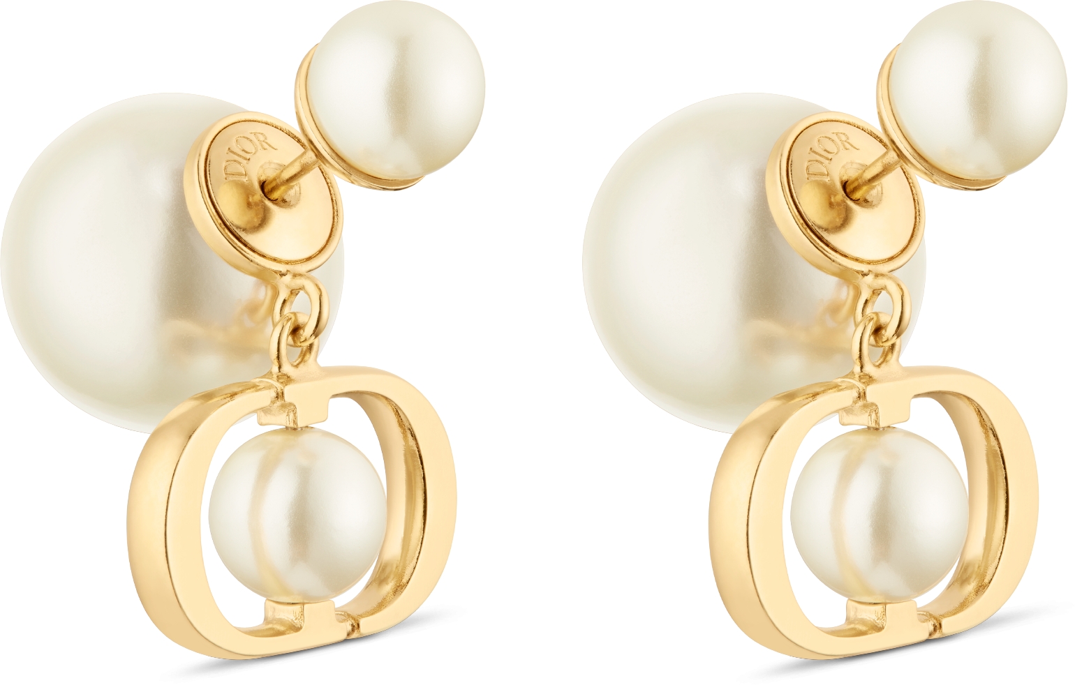 Dior Tribales Earrings Gold Finish Metal and White Resin Pearls DIOR