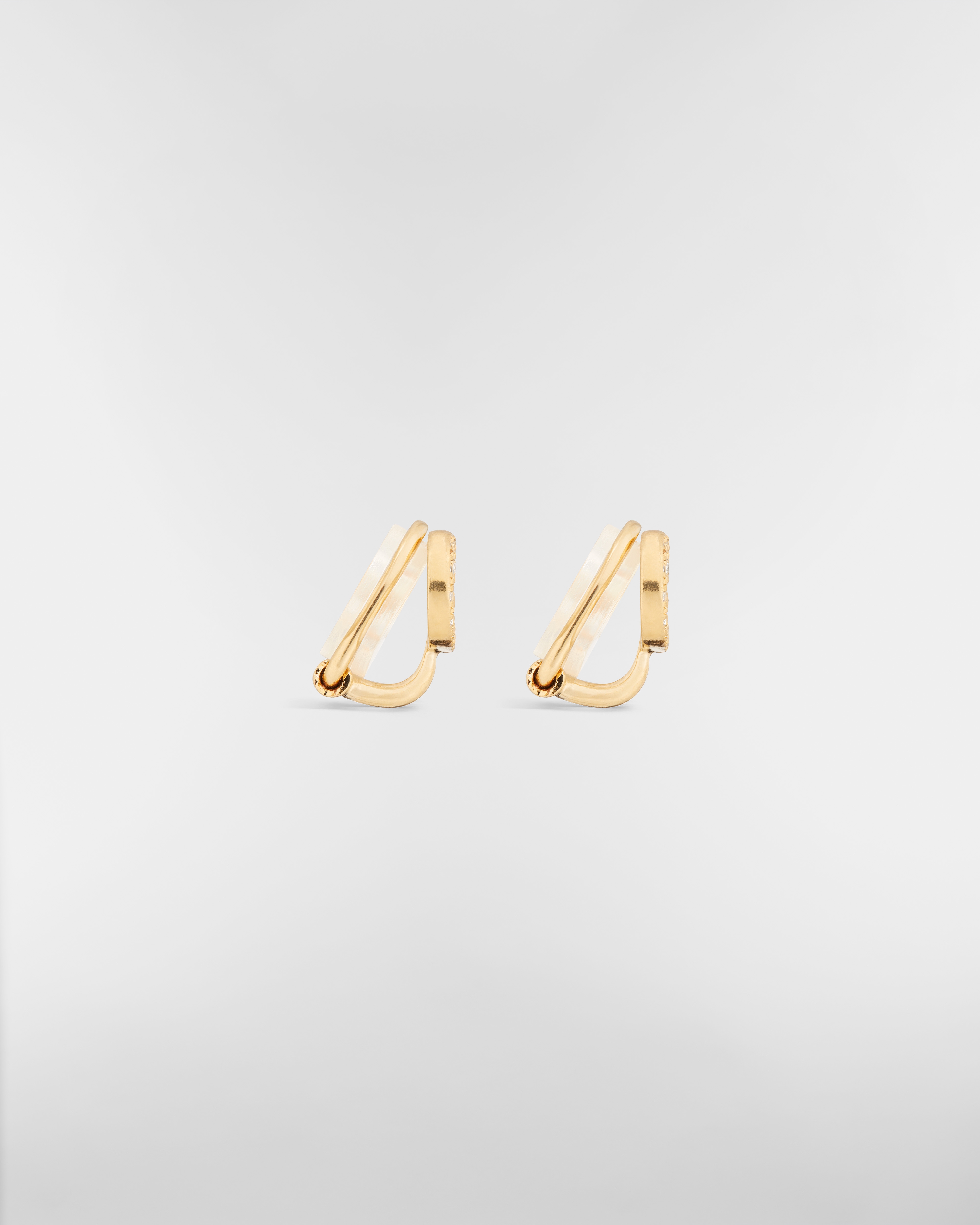 Petit CD クリップオン スタッドイヤリング メタル & クリスタル E02