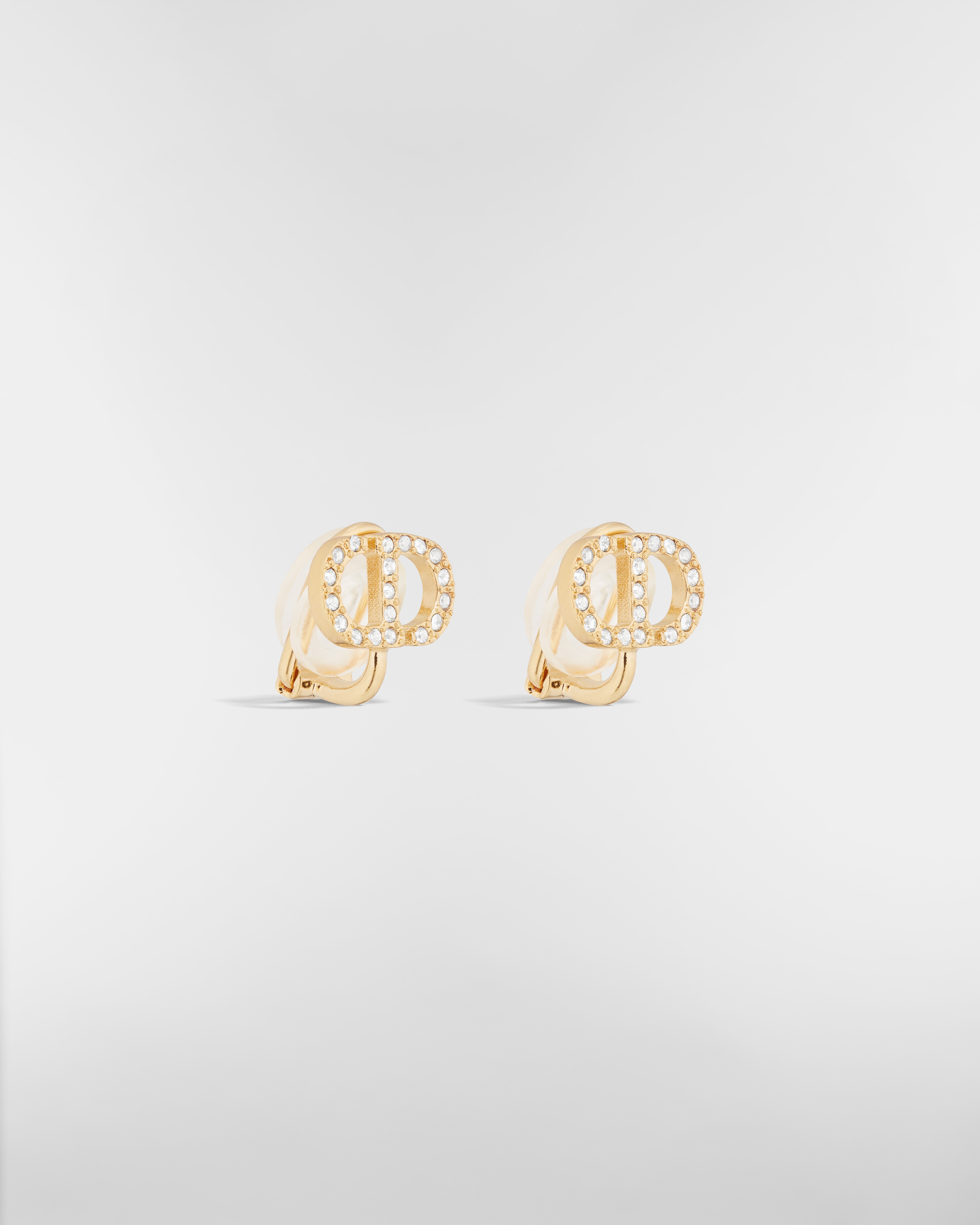 Petit CD クリップオン スタッドイヤリング メタル & クリスタル E03