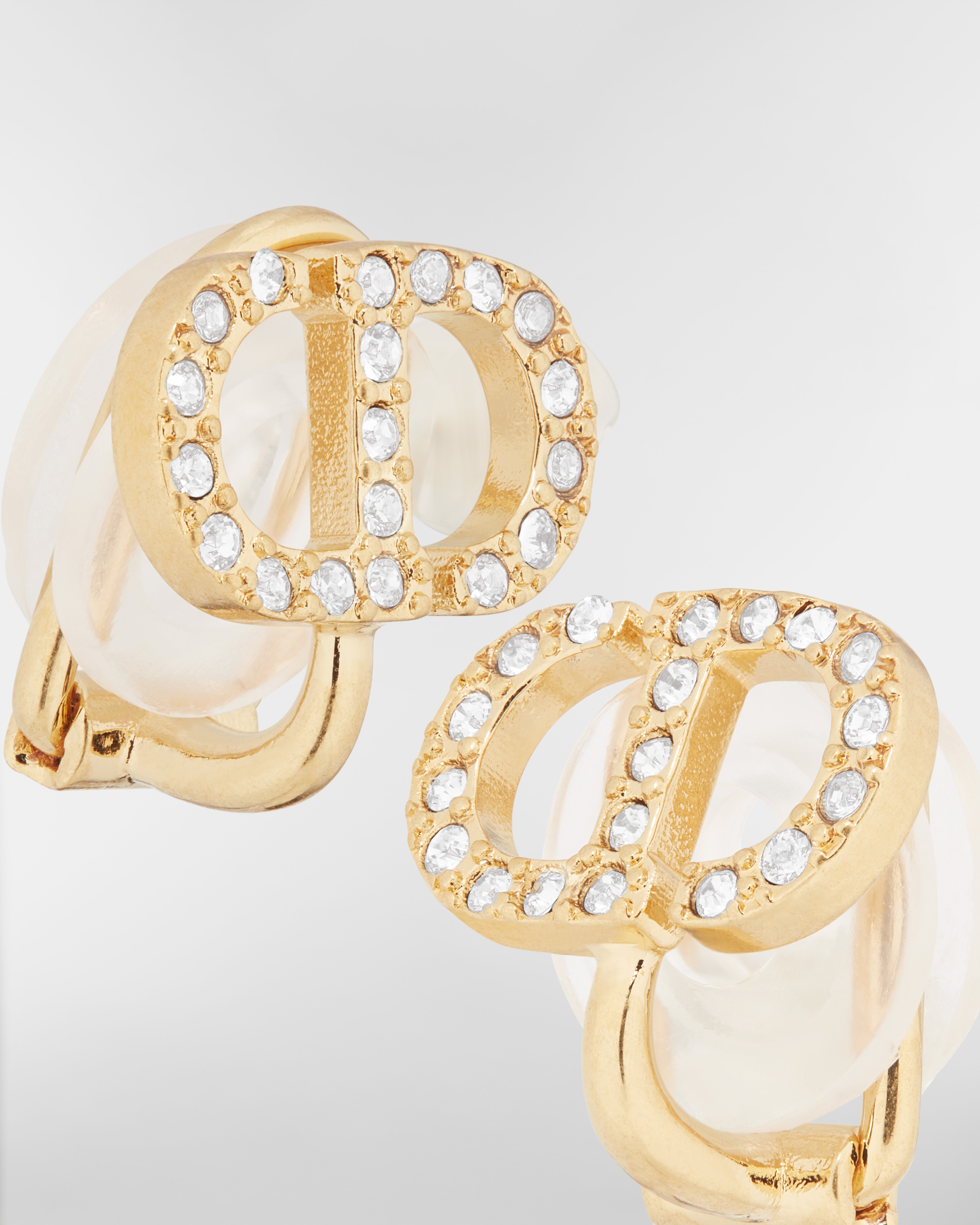 Petit CD クリップオン スタッドイヤリング メタル & クリスタル E09