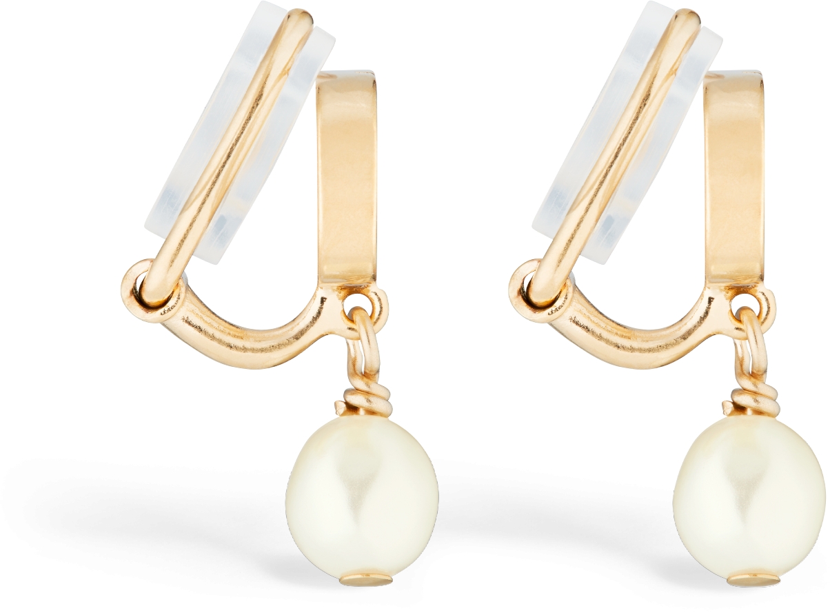 Petit CD ClipOn Earrings GoldFinish Metal and White Resin Pearls DIOR