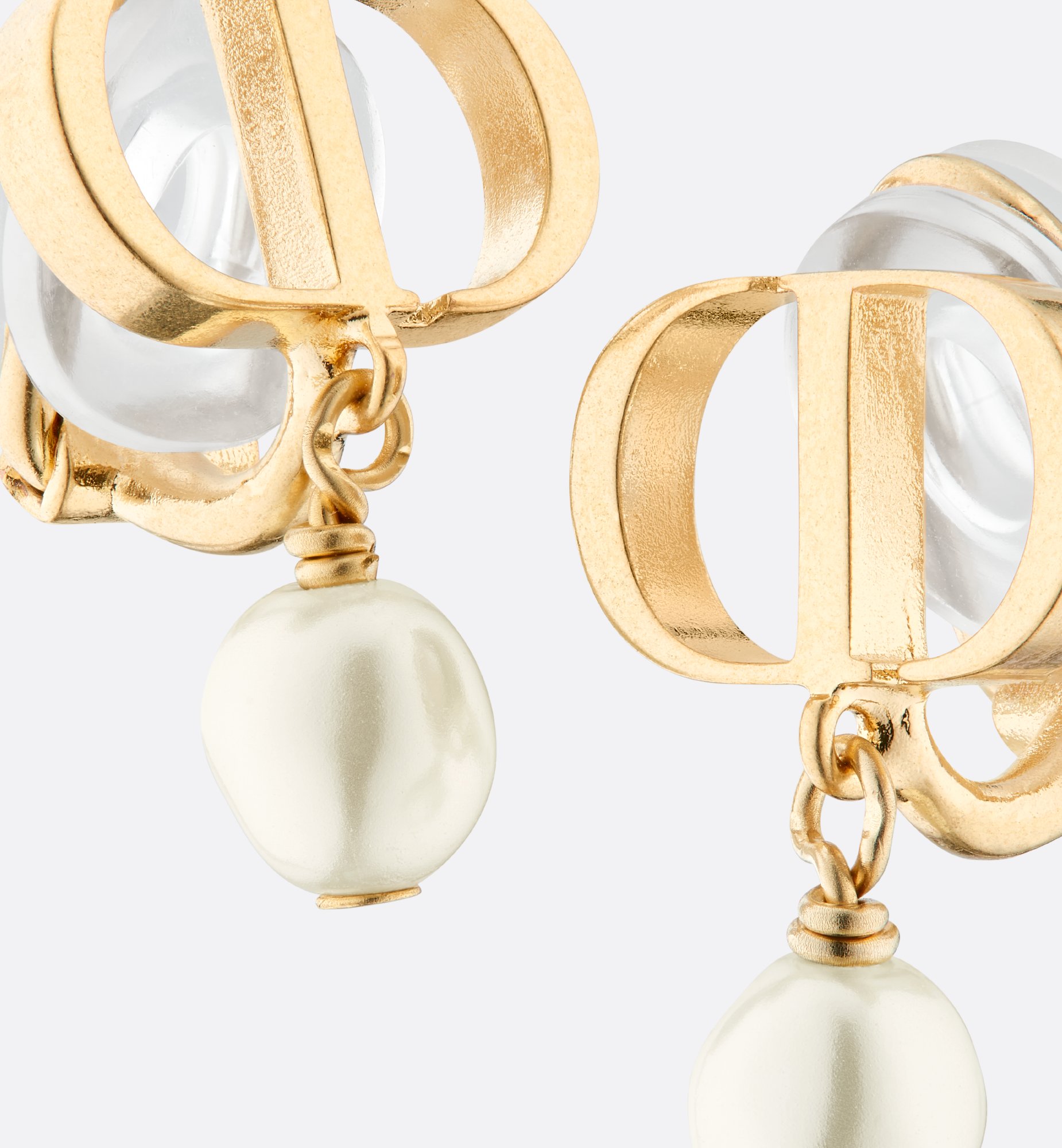 Petit CD Clip-On Earrings Gold-Finish Metal and White Resin Petit CD Clip-On Earrings Gold-Finish Metal and White Resin