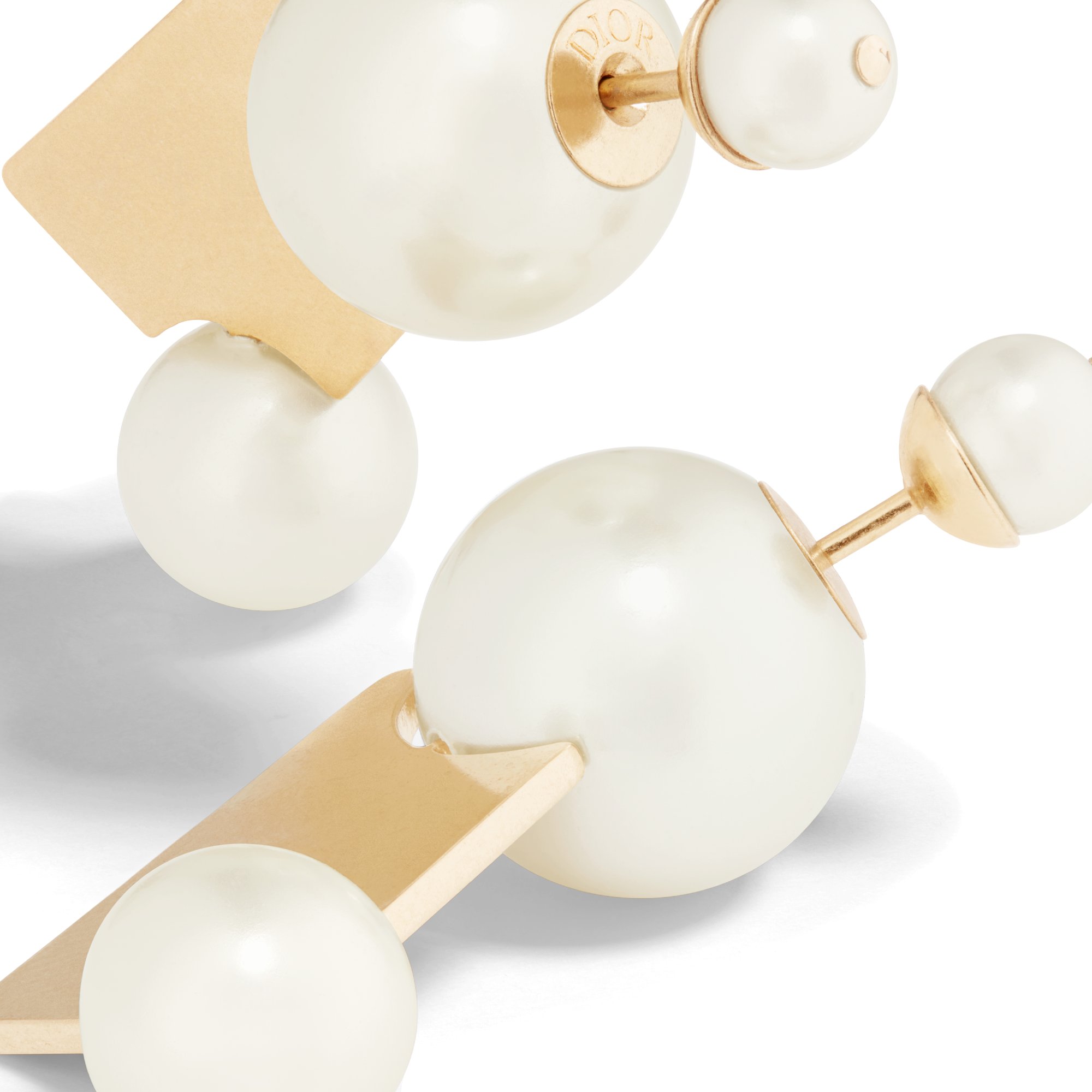 Dior Tribales Earrings Gold Finish Metal and White Resin Pearls DIOR