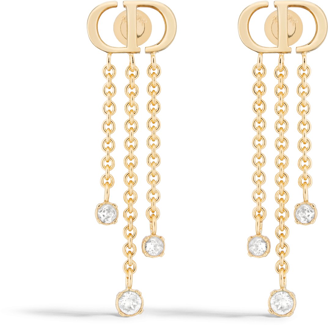 Petit CD Treasure Earrings Gold-Finish Metal and Silver-Tone Crystals | DIOR