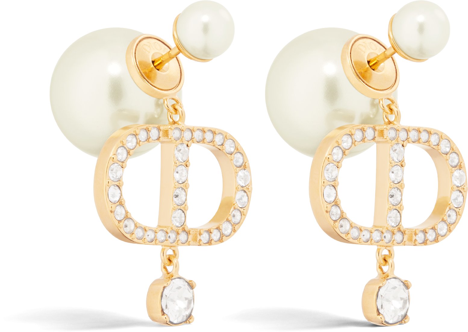 Dior Tribales Earrings Gold Finish Metal and Silver Tone Crystals DIOR