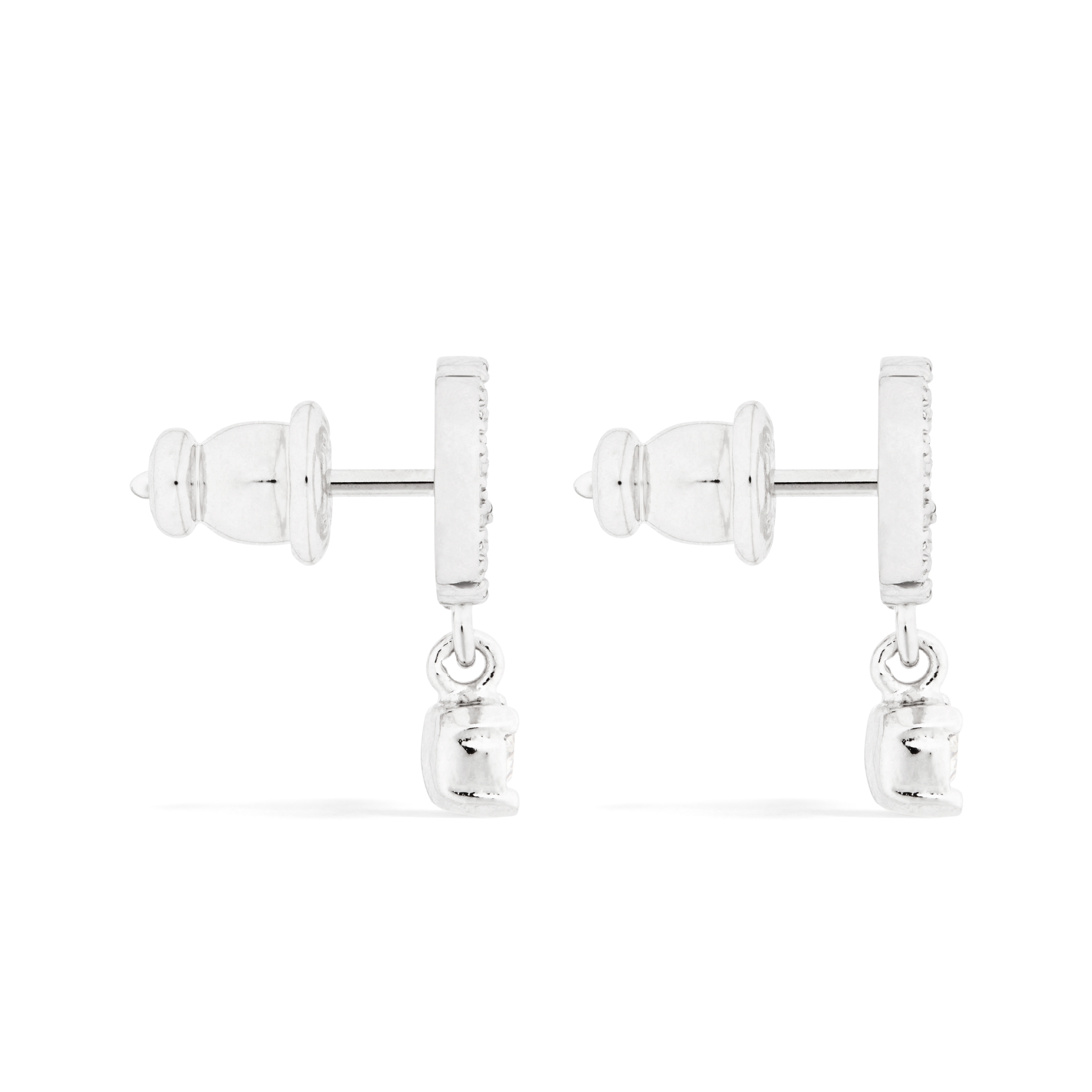 Boucles d'oreilles Petit CD Métal finition argentée et cristaux blancs E02