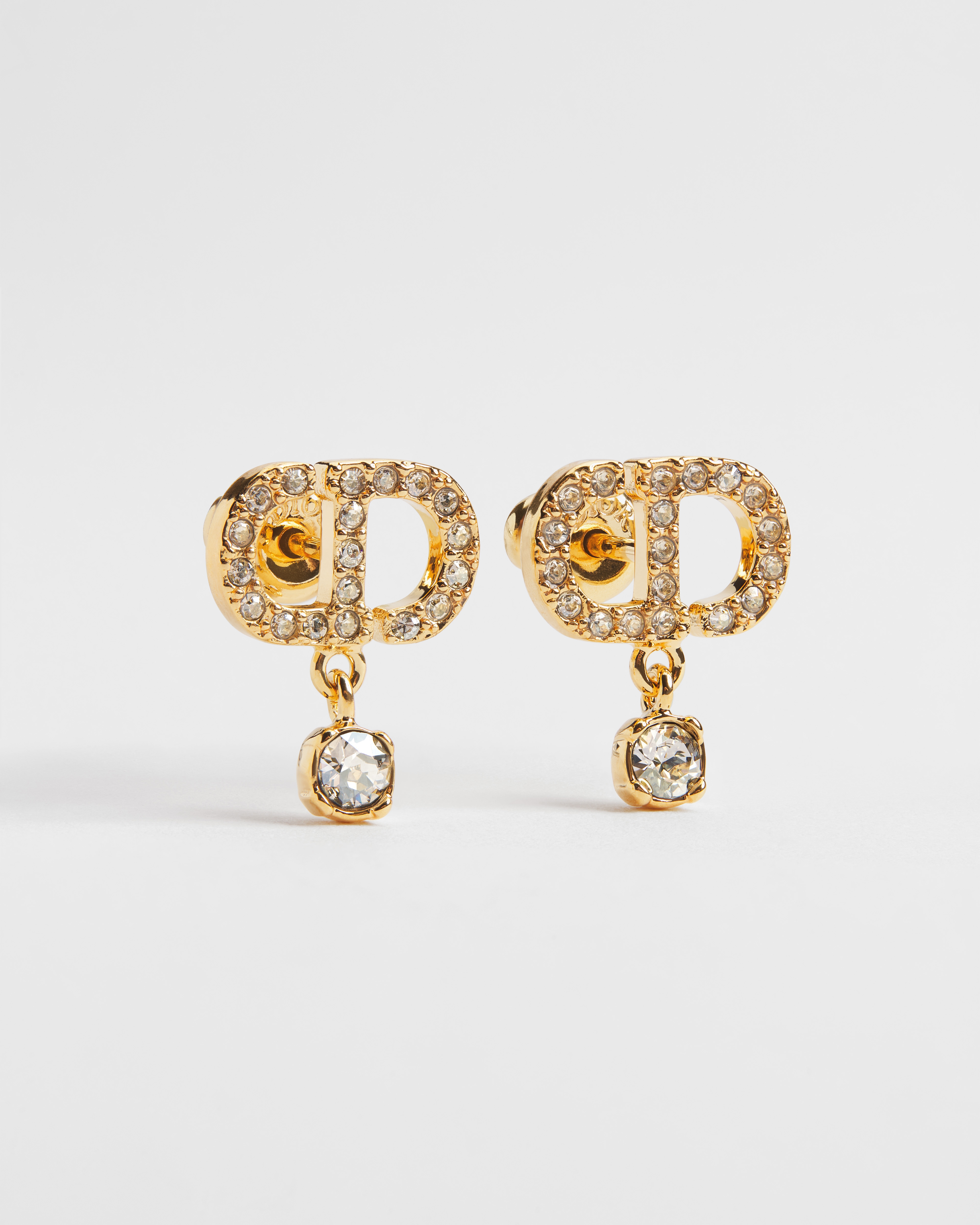 Boucles d'oreilles Petit CD Métal finition dorée et cristaux étincelants E01