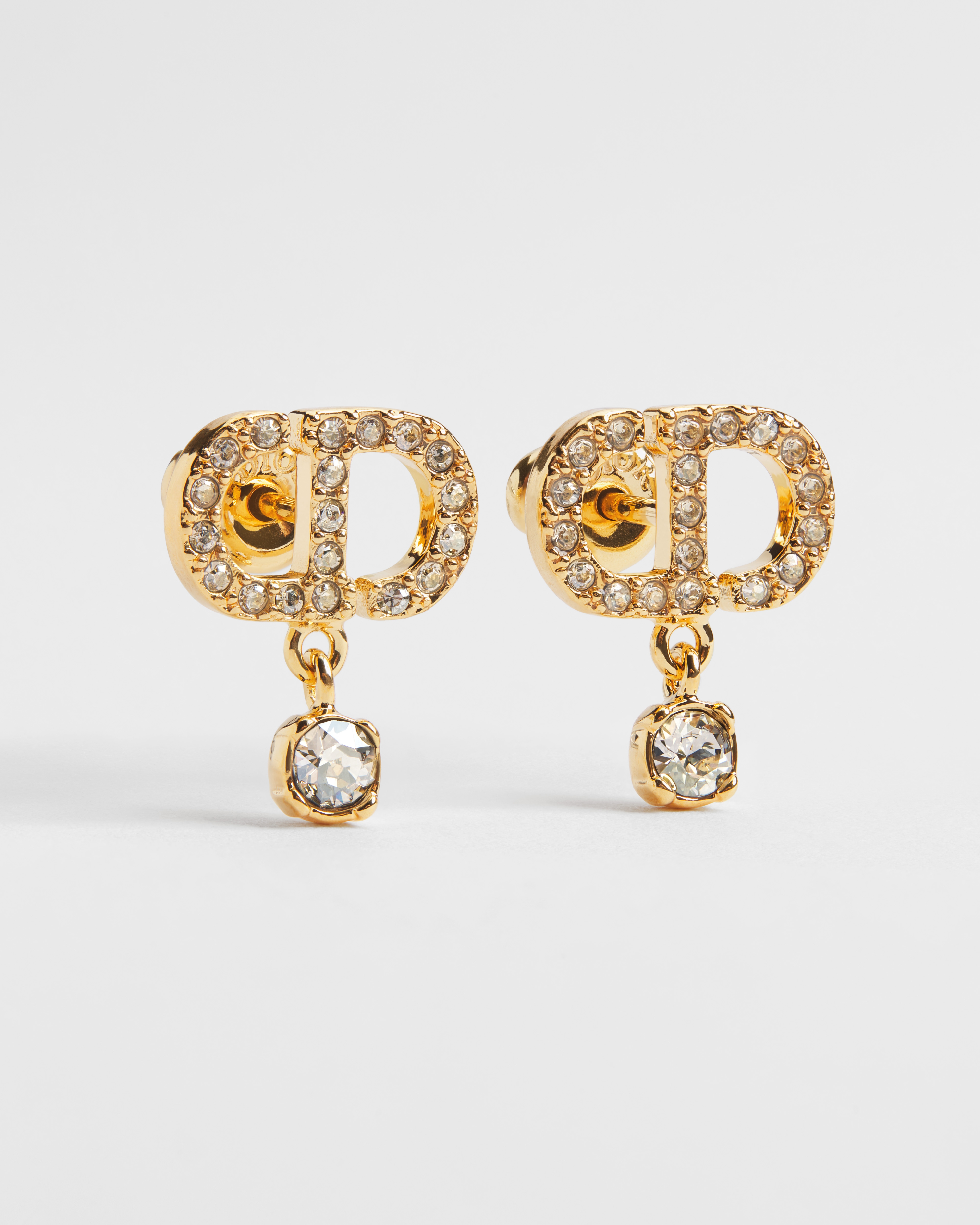 Petit CD 귀걸이 골드 피니시 메탈 & 스파클링 크리스탈 E01