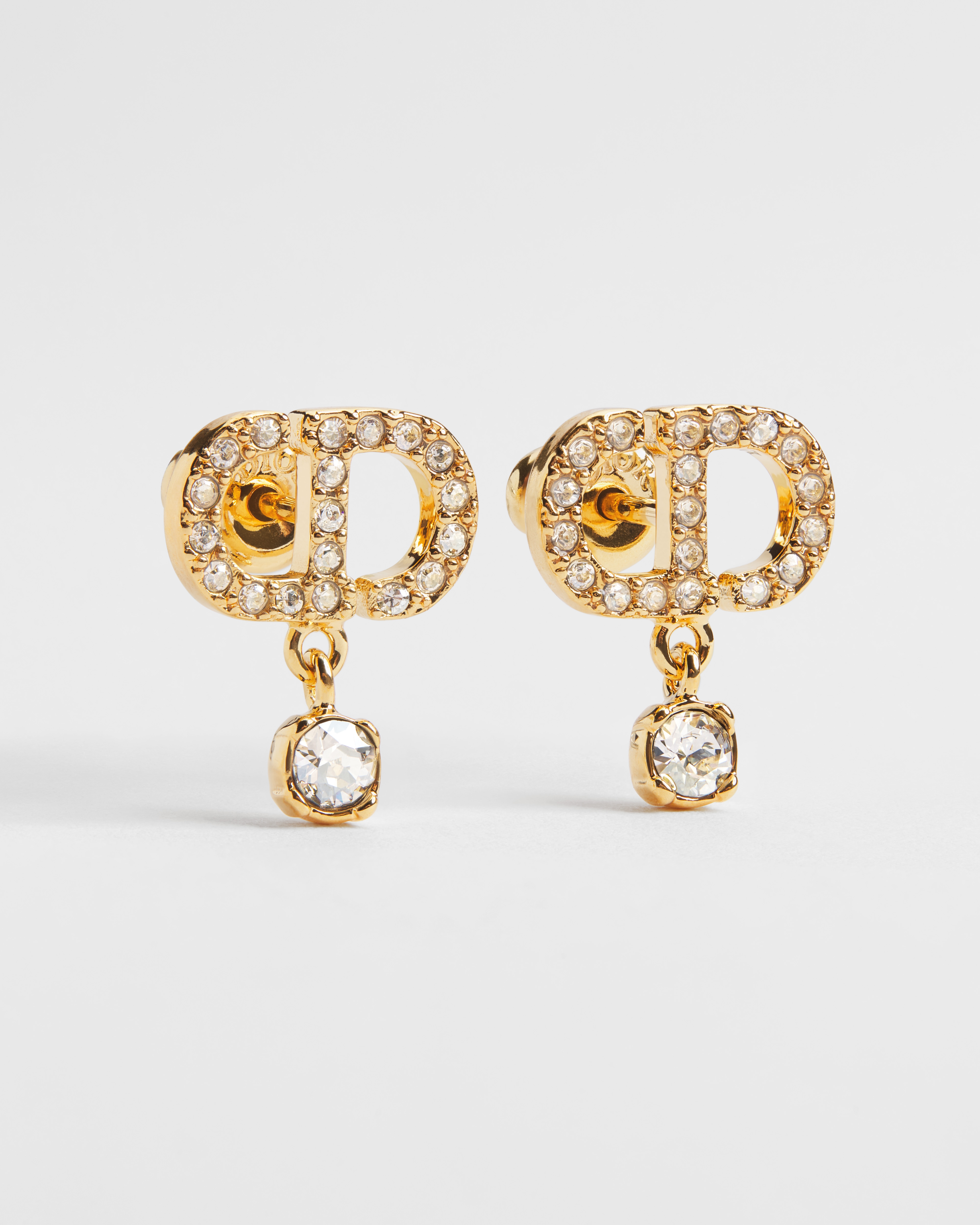 Pendientes Petit CD Metal dorado y cristales brillantes E01