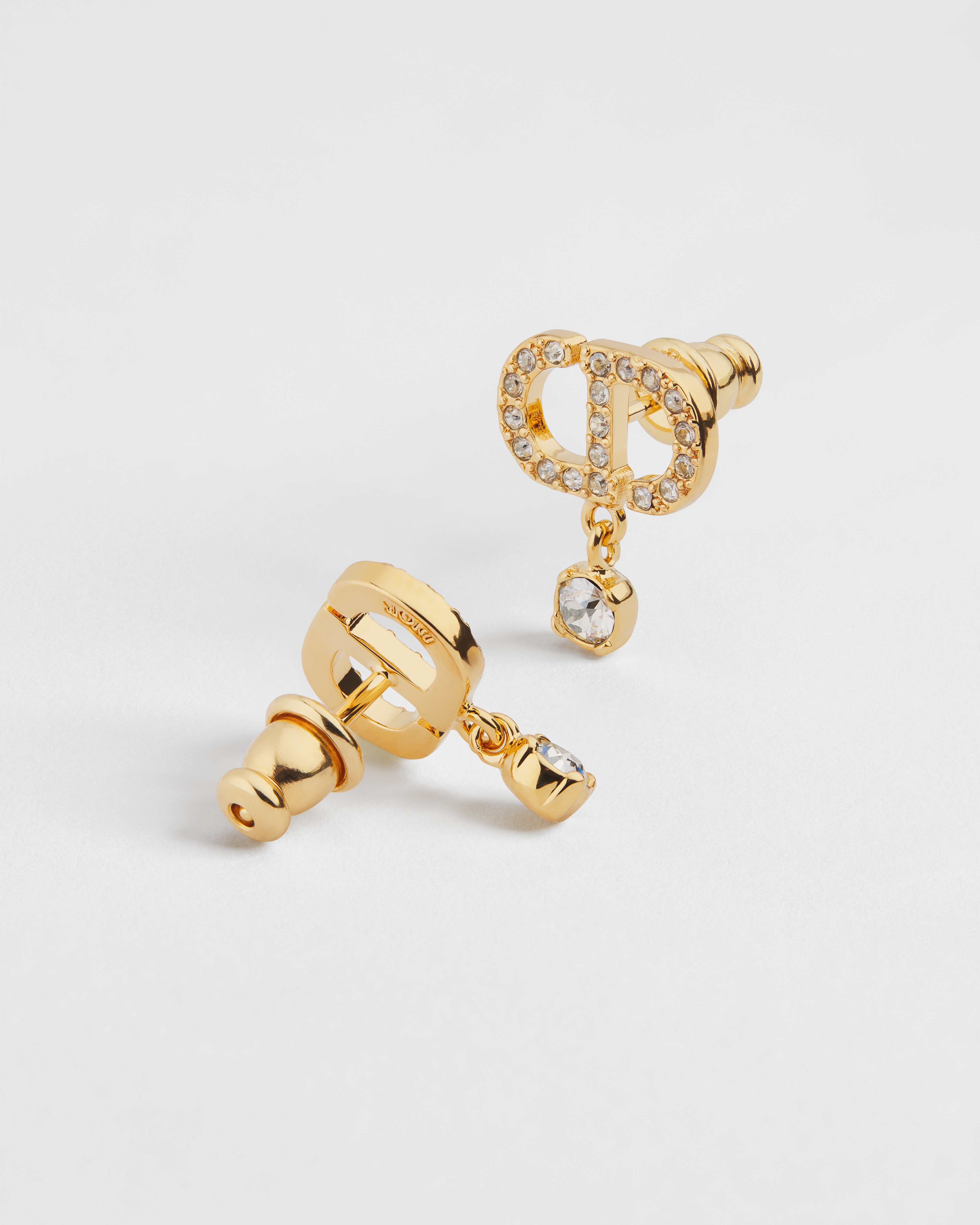 Orecchini Petit CD Metallo con finitura color oro e cristalli scintillanti E06